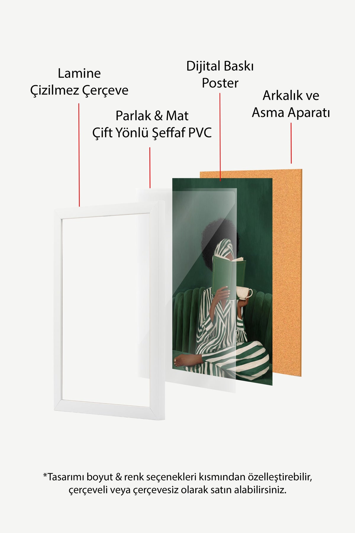 Kitap Okuyan Kadın Poster – Beyaz Çerçeveli Tablo