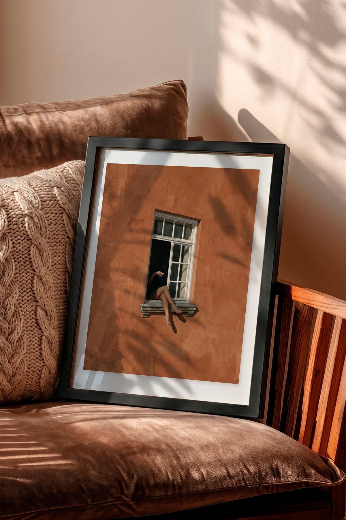 Pencere Kenarında Yalnızlık Poster – Siyah Çerçeveli Tablo