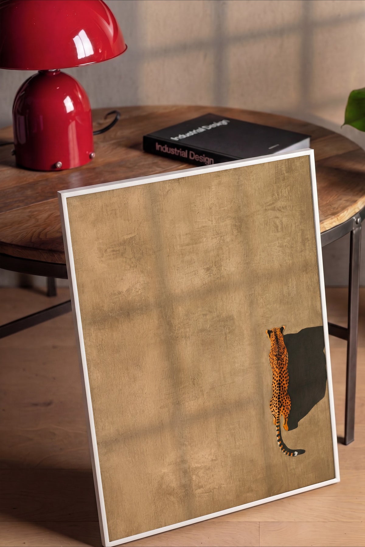 Yürüyen Çita Manzarası Poster – Beyaz Çerçeveli Tablo