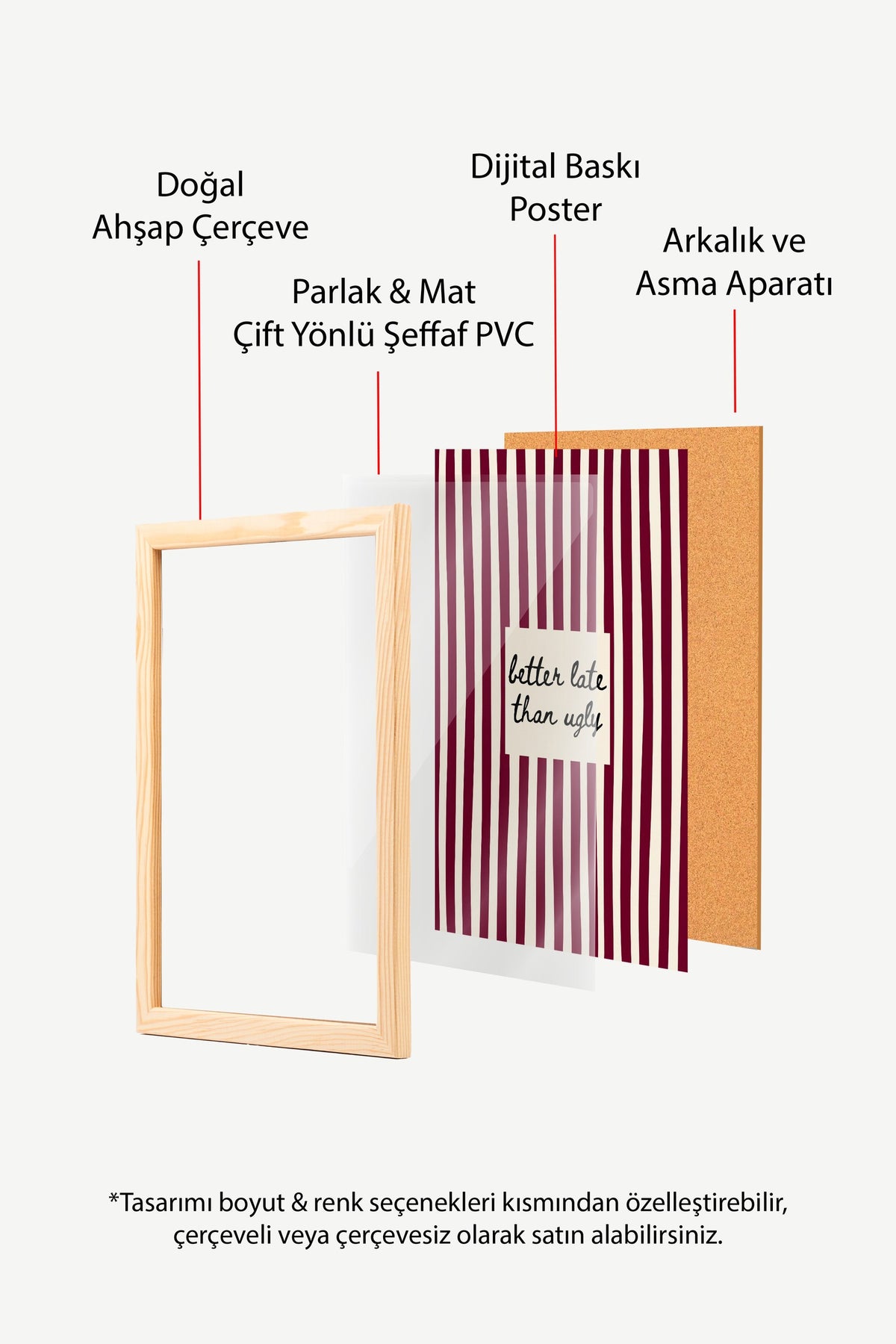 Çizgili Zeminde Esprili Söz Poster – Ahşap Çerçeveli Tablo