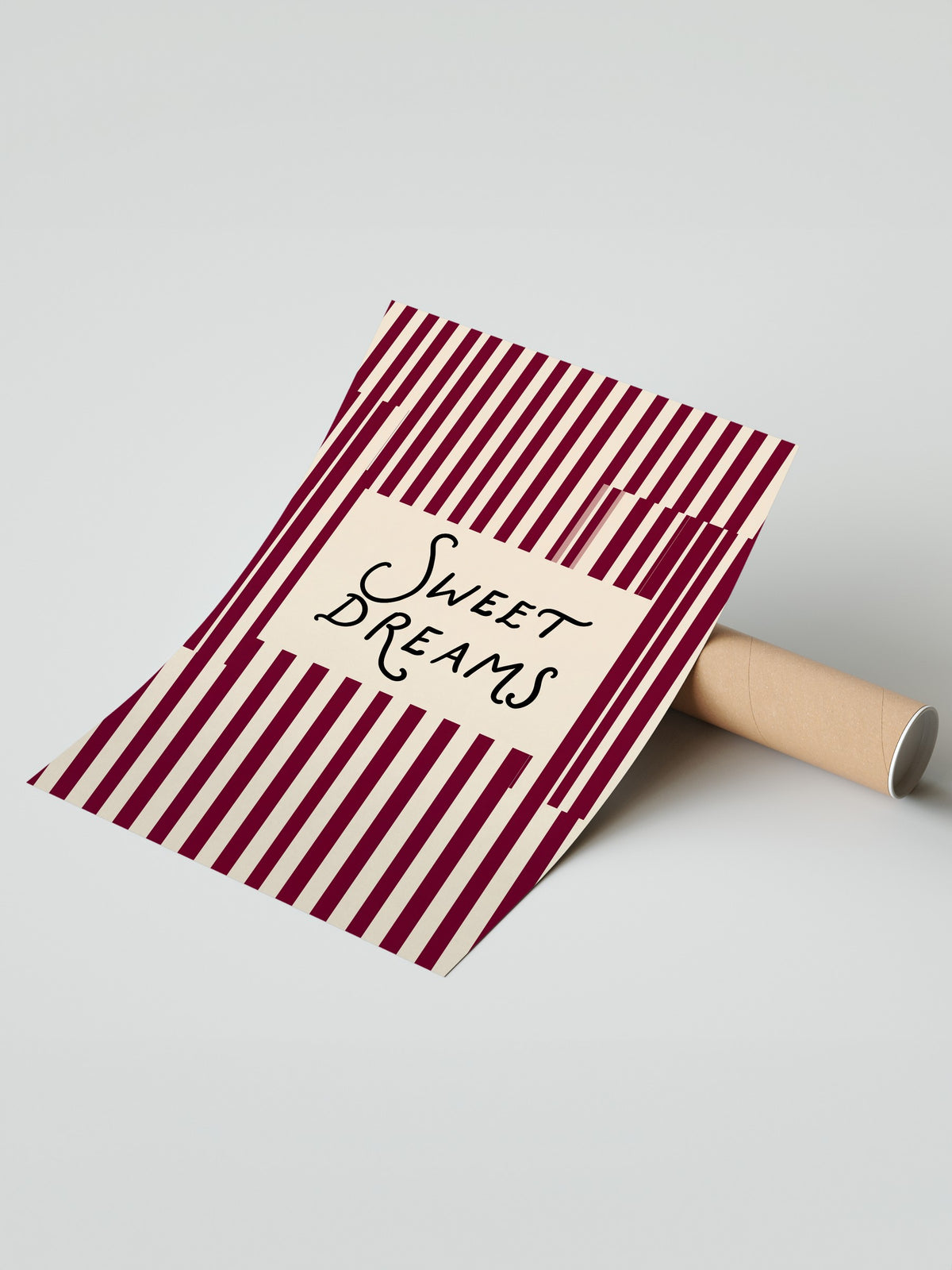 Şeritli Tatlı Rüyalar Yazısı Çerçevesiz Poster