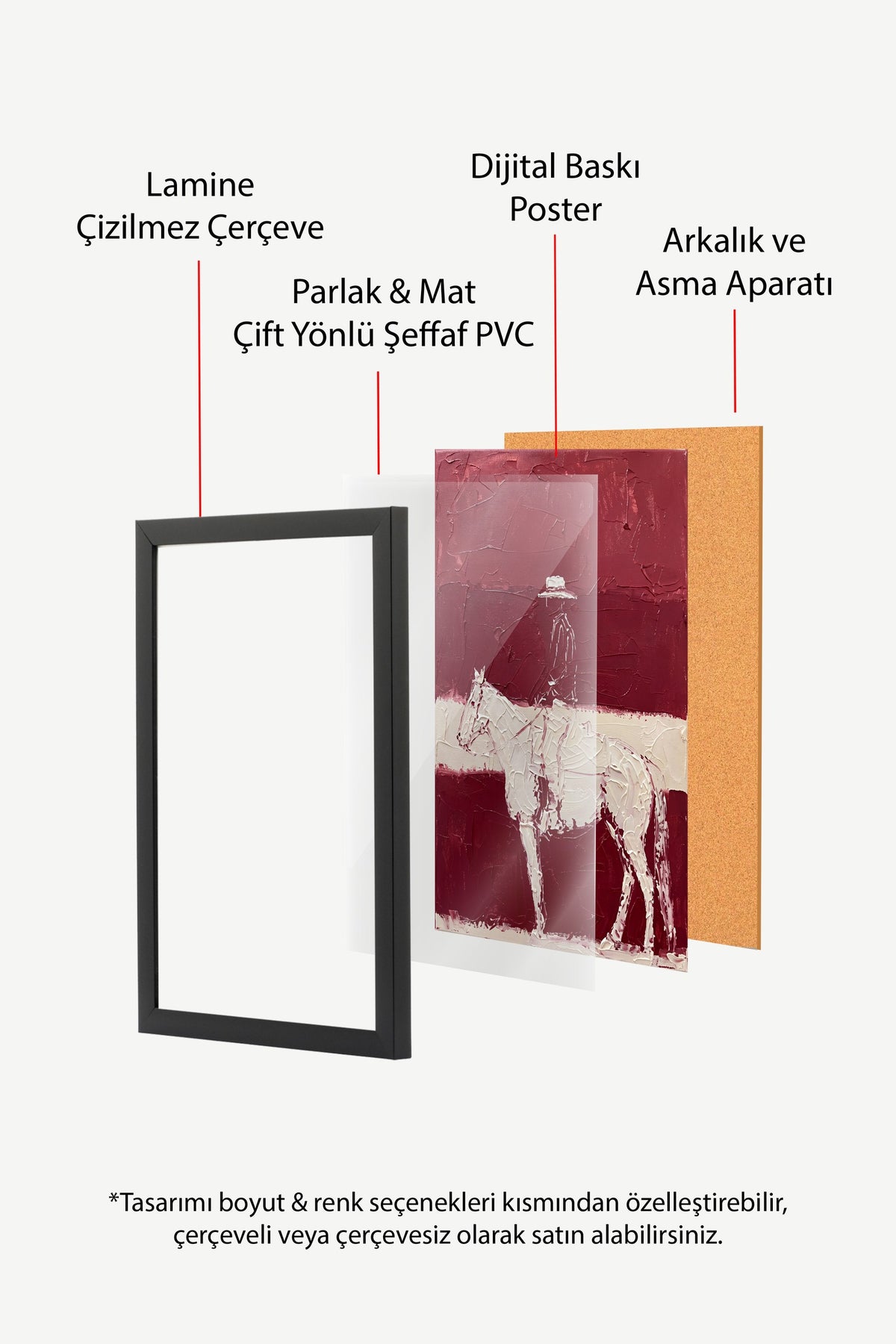 At Üzerinde Şapkalı Binici Poster – Siyah Çerçeveli Tablo