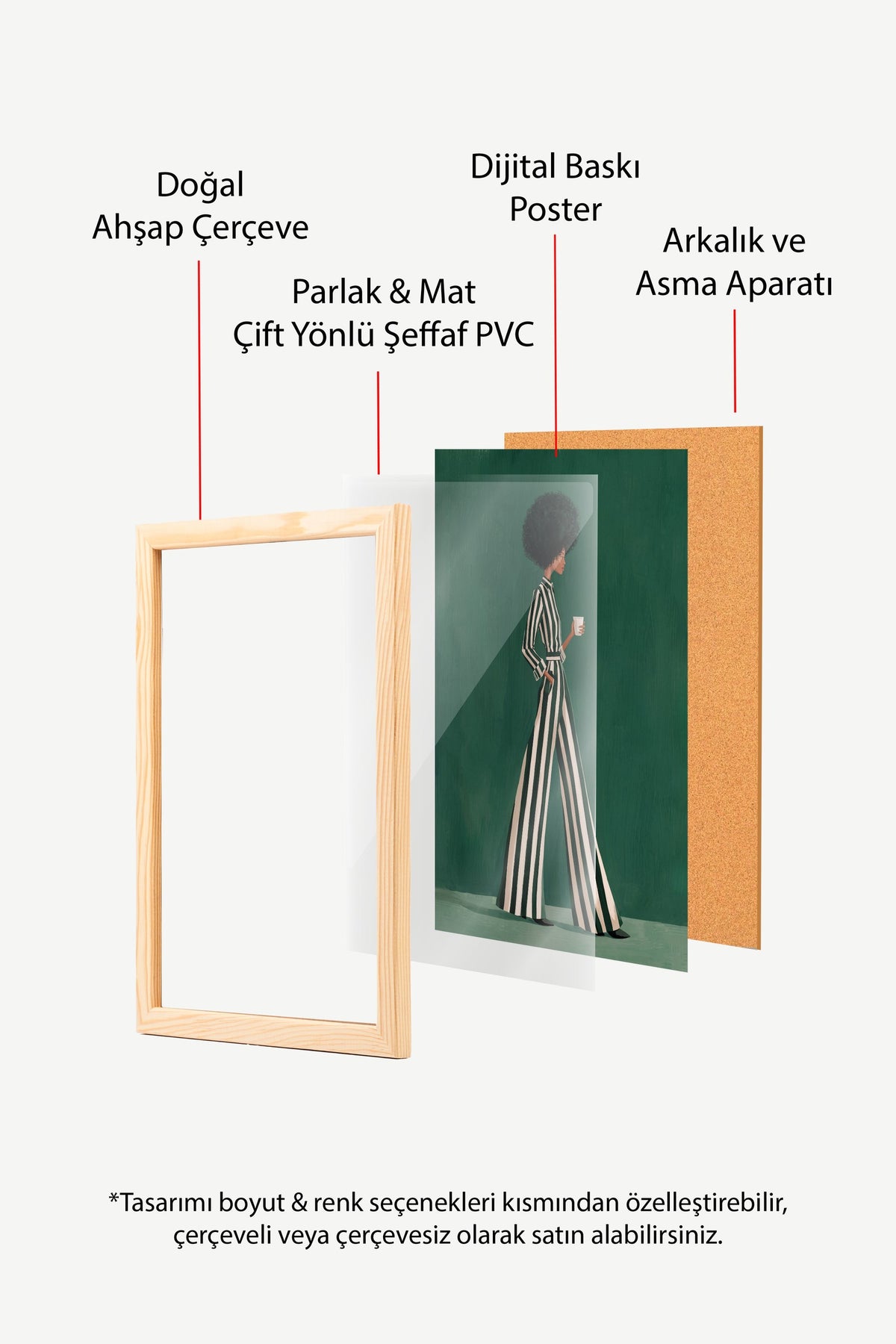 Çizgili Zarafet Poster – Ahşap Çerçeveli Tablo