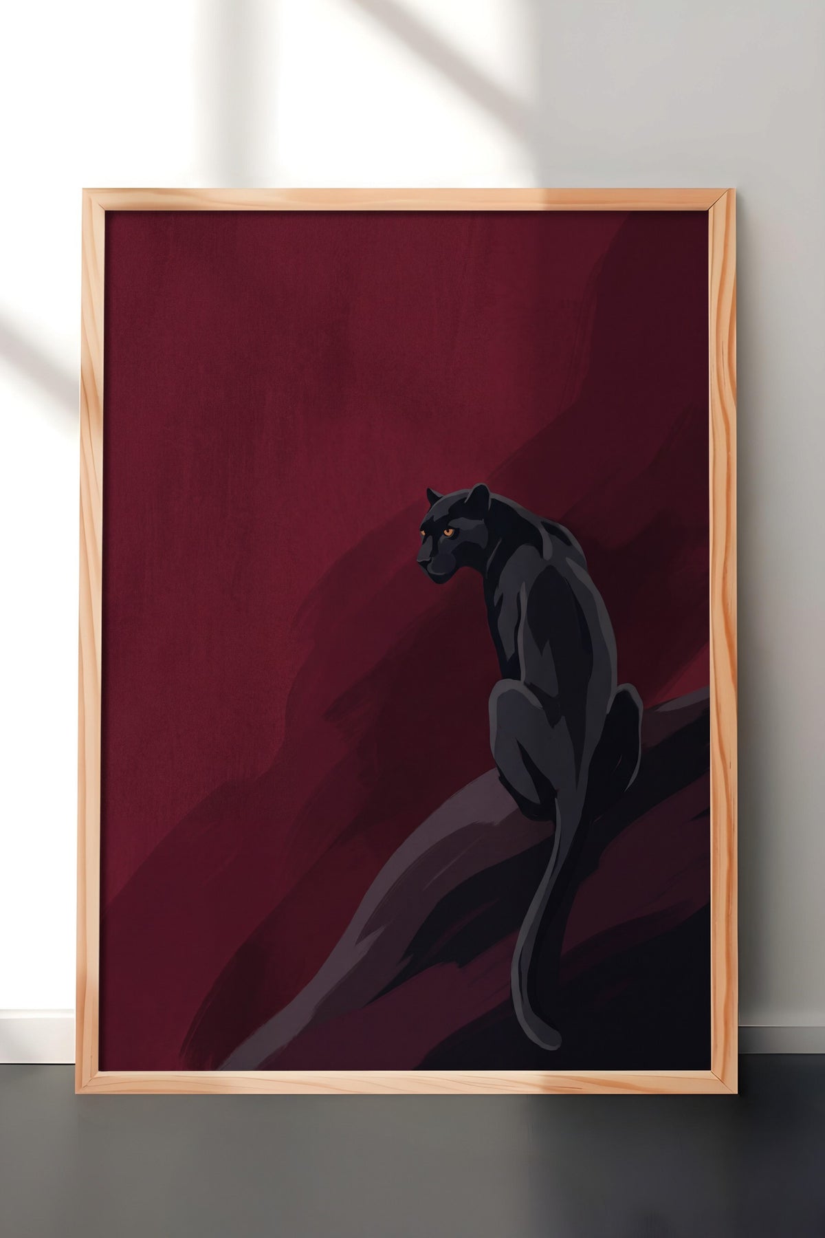 Kızıl Gecede Panter Poster – Ahşap Çerçeveli Tablo