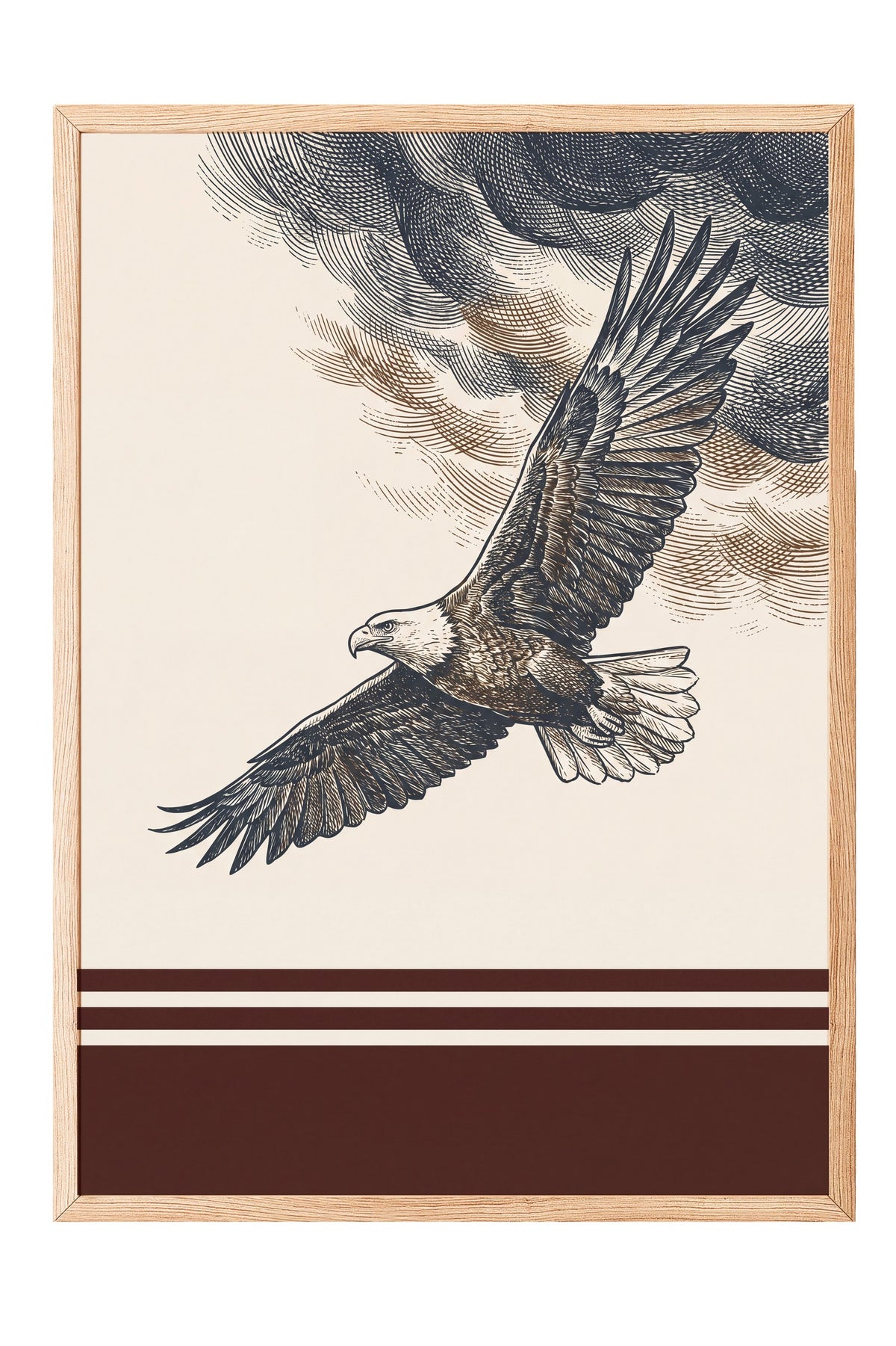 Bulutlarda Süzülen Kartal Poster – Ahşap Çerçeveli Tablo