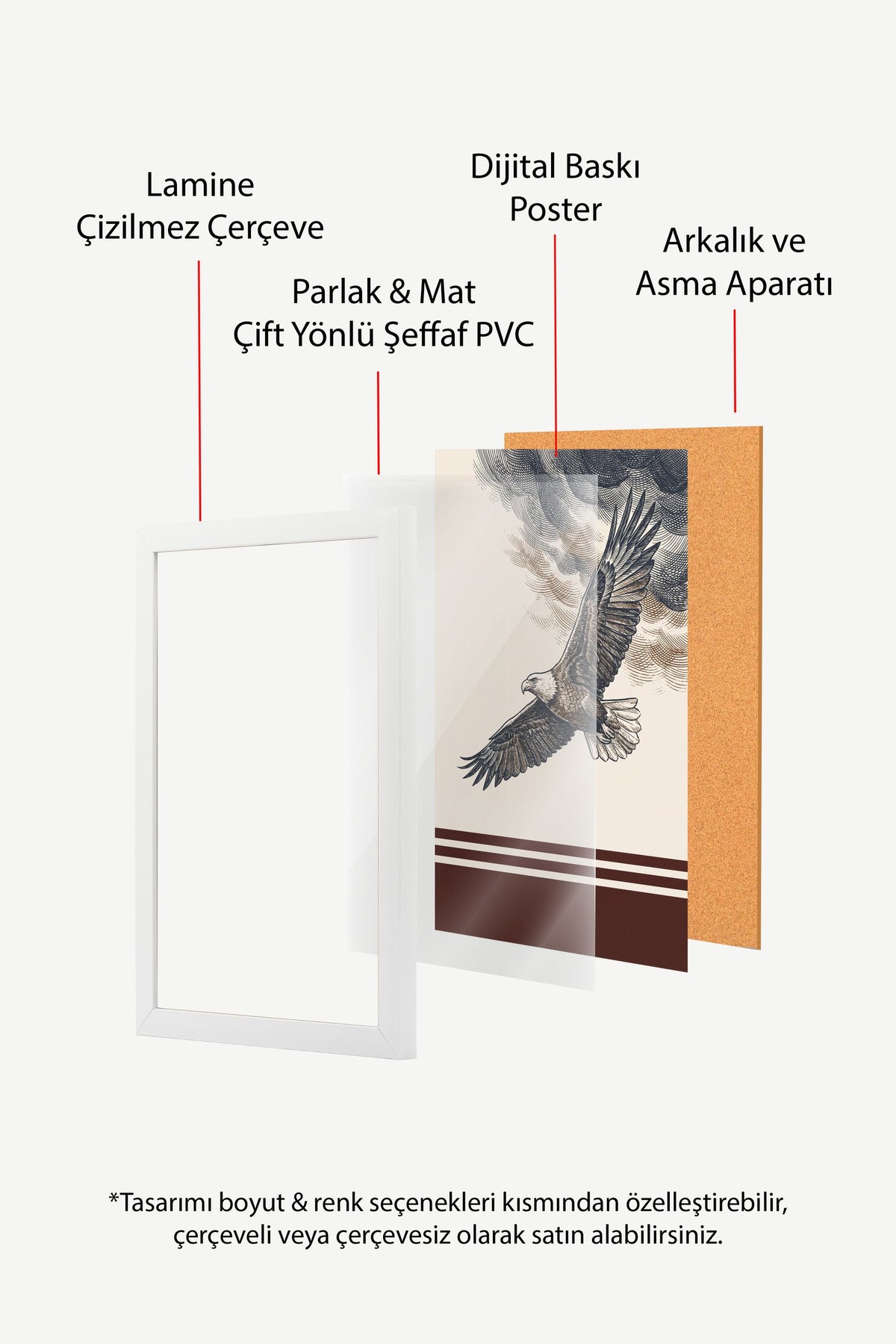 Bulutlarda Süzülen Kartal Poster – Beyaz Çerçeveli Tablo