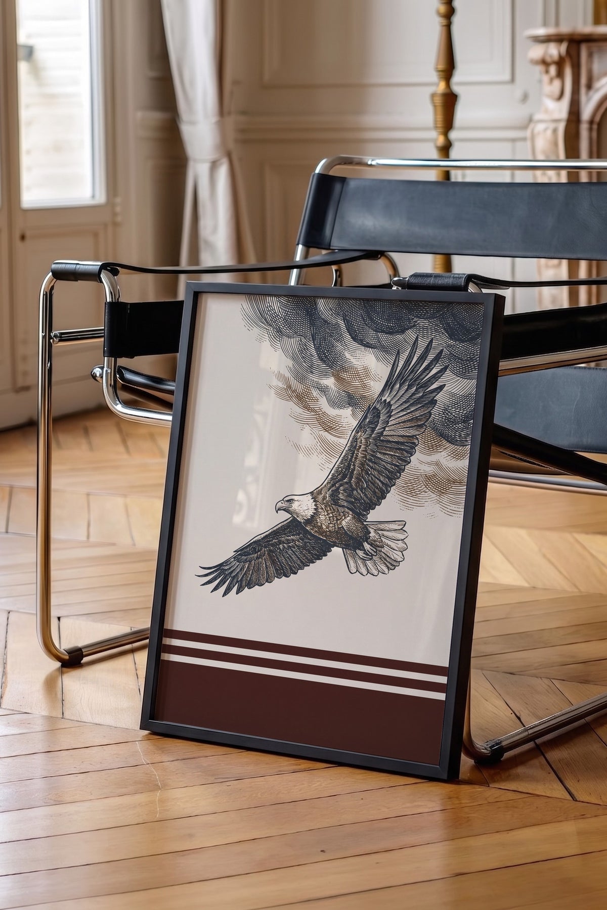 Bulutlarda Süzülen Kartal Poster – Siyah Çerçeveli Tablo