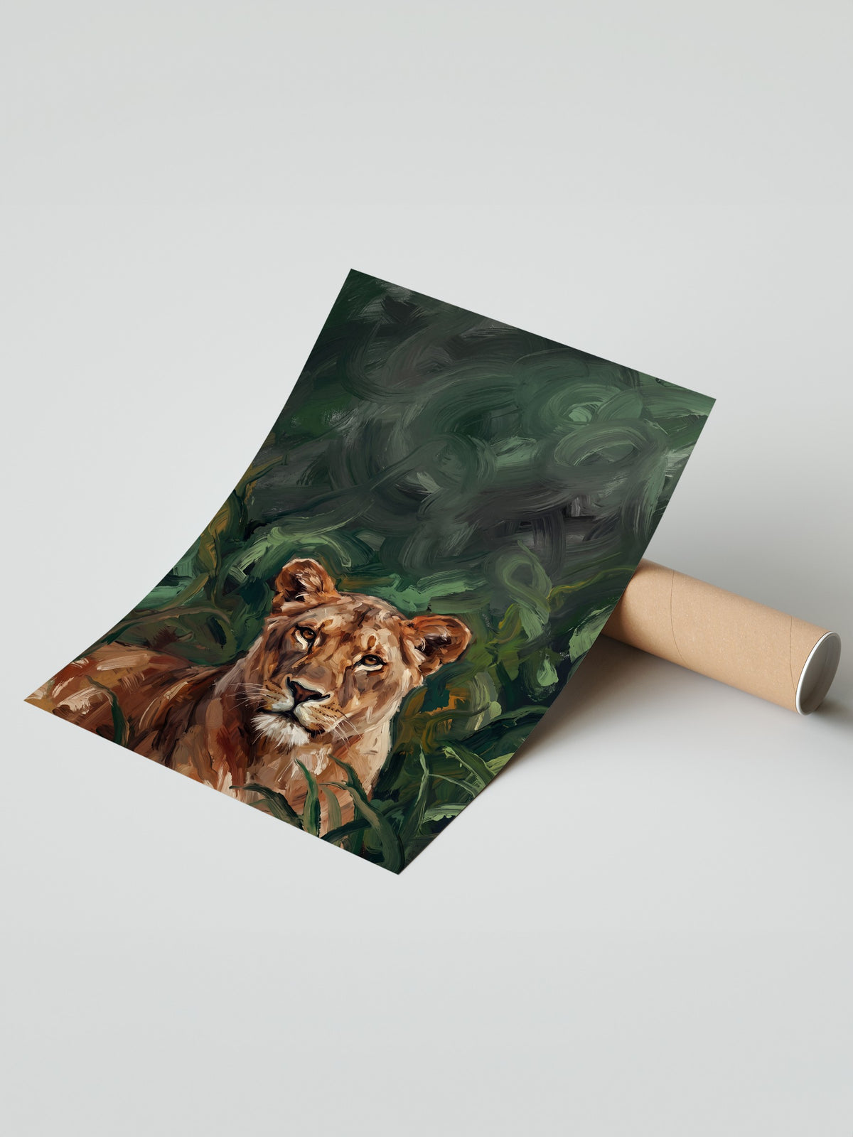 Yeşilliklerin İçinde Dişi Aslan Çerçevesiz Poster