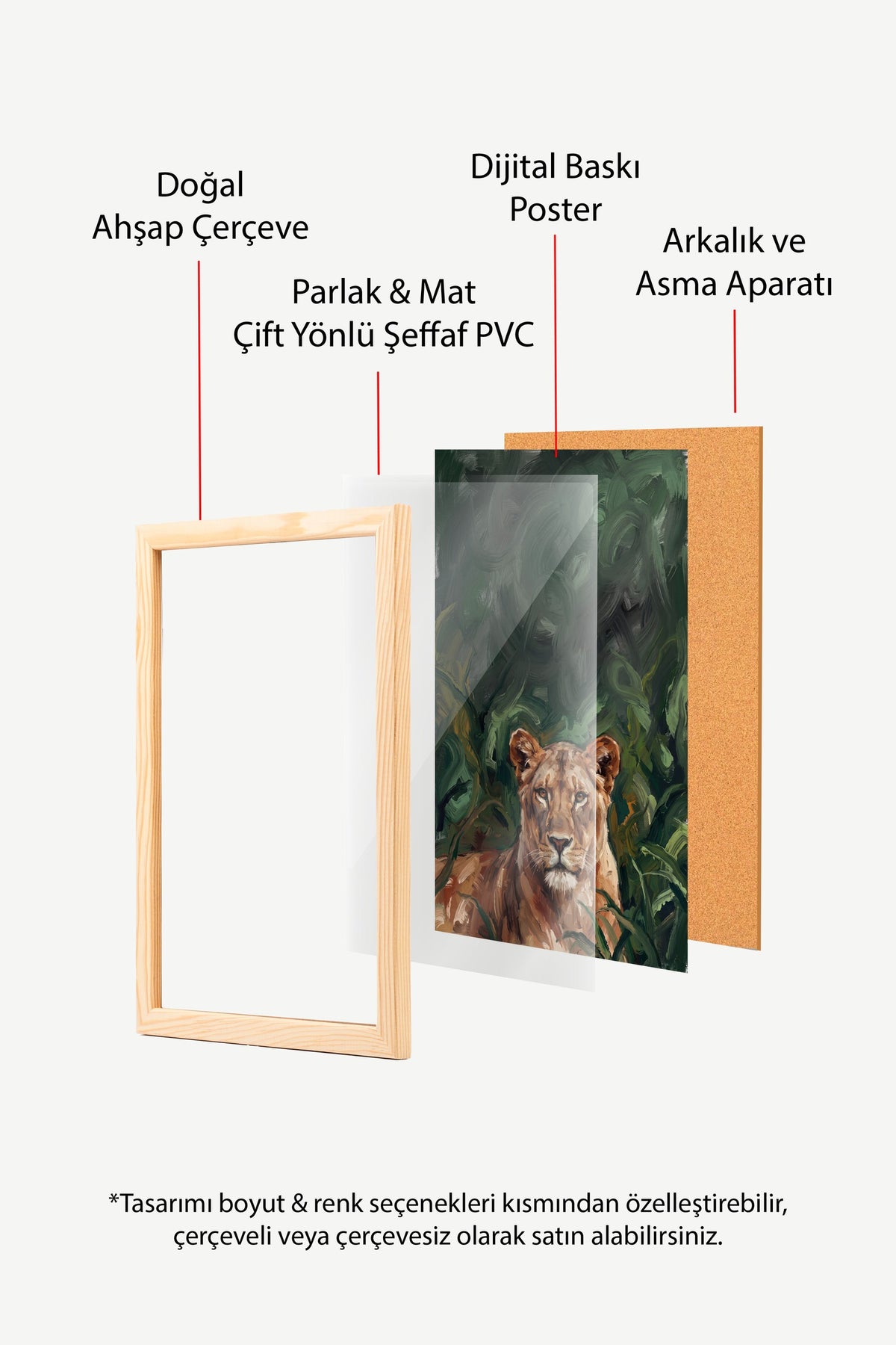 Yeşilliklerin İçinde Dişi Aslan Poster – Ahşap Çerçeveli Tablo