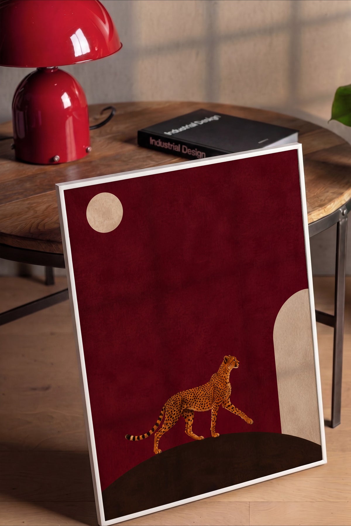 Ay Işığında Yürüyen Çita Poster – Beyaz Çerçeveli Tablo