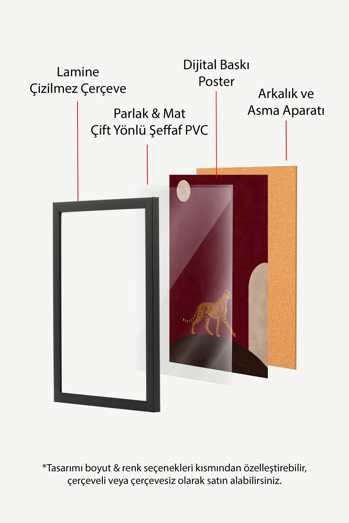 Ay Işığında Yürüyen Çita Poster – Siyah Çerçeveli Tablo