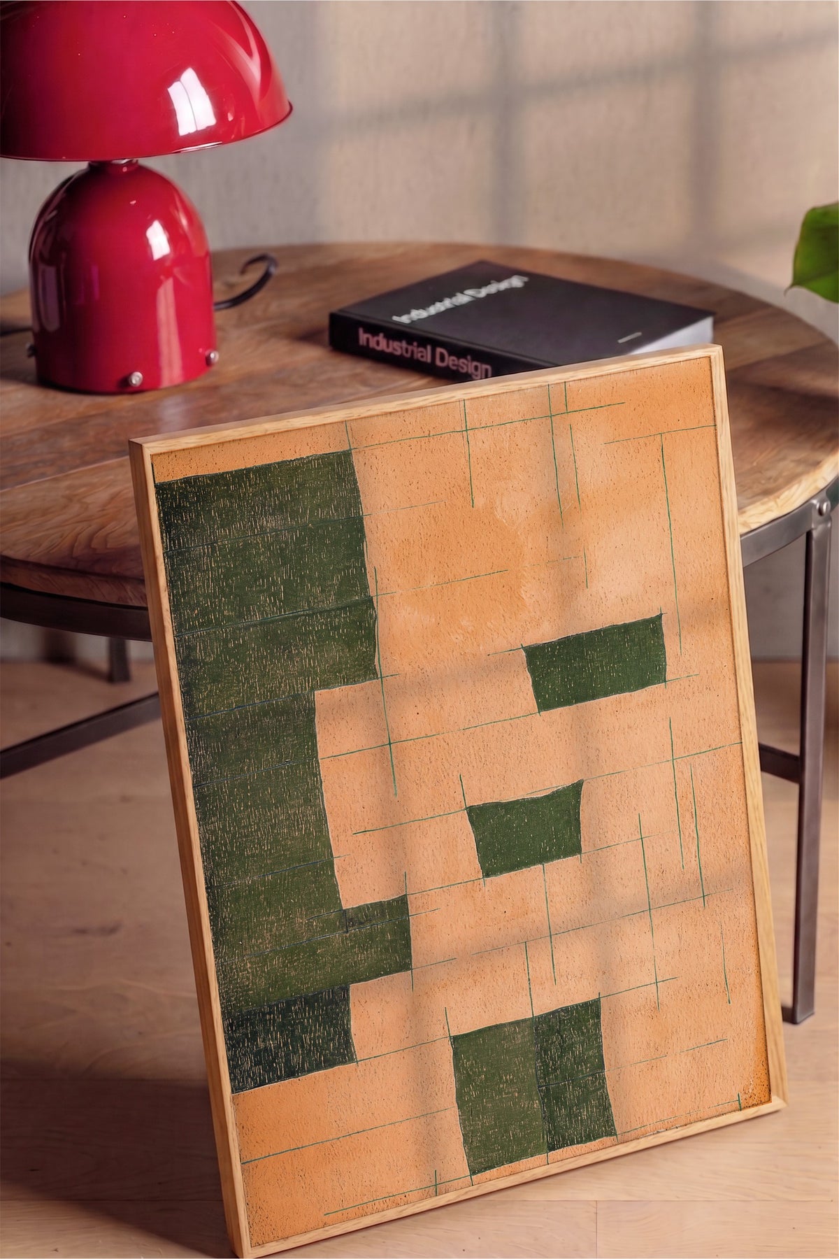 Geometrik Bloklar Kompozisyonu Poster – Ahşap Çerçeveli Tablo