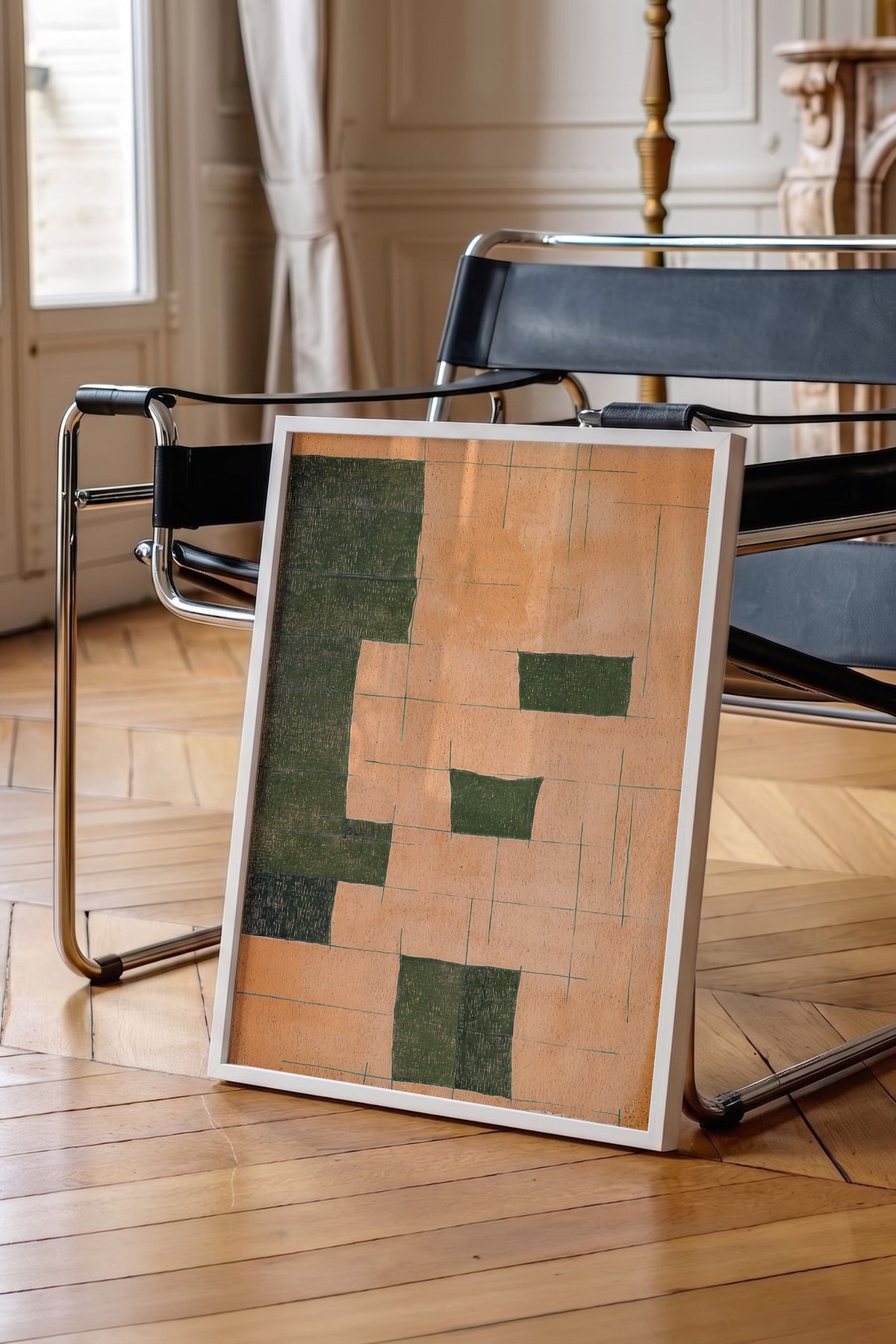 Geometrik Bloklar Kompozisyonu Poster – Beyaz Çerçeveli Tablo