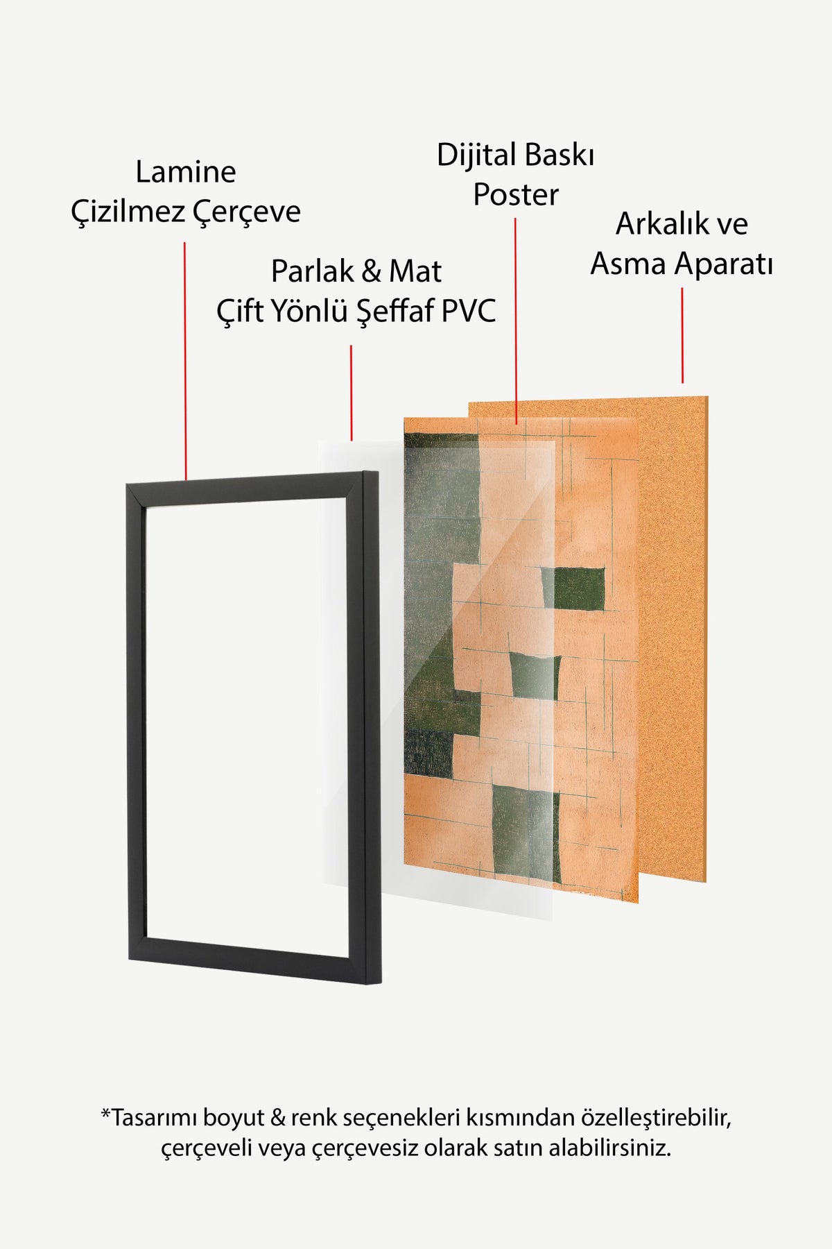 Geometrik Bloklar Kompozisyonu Poster – Siyah Çerçeveli Tablo