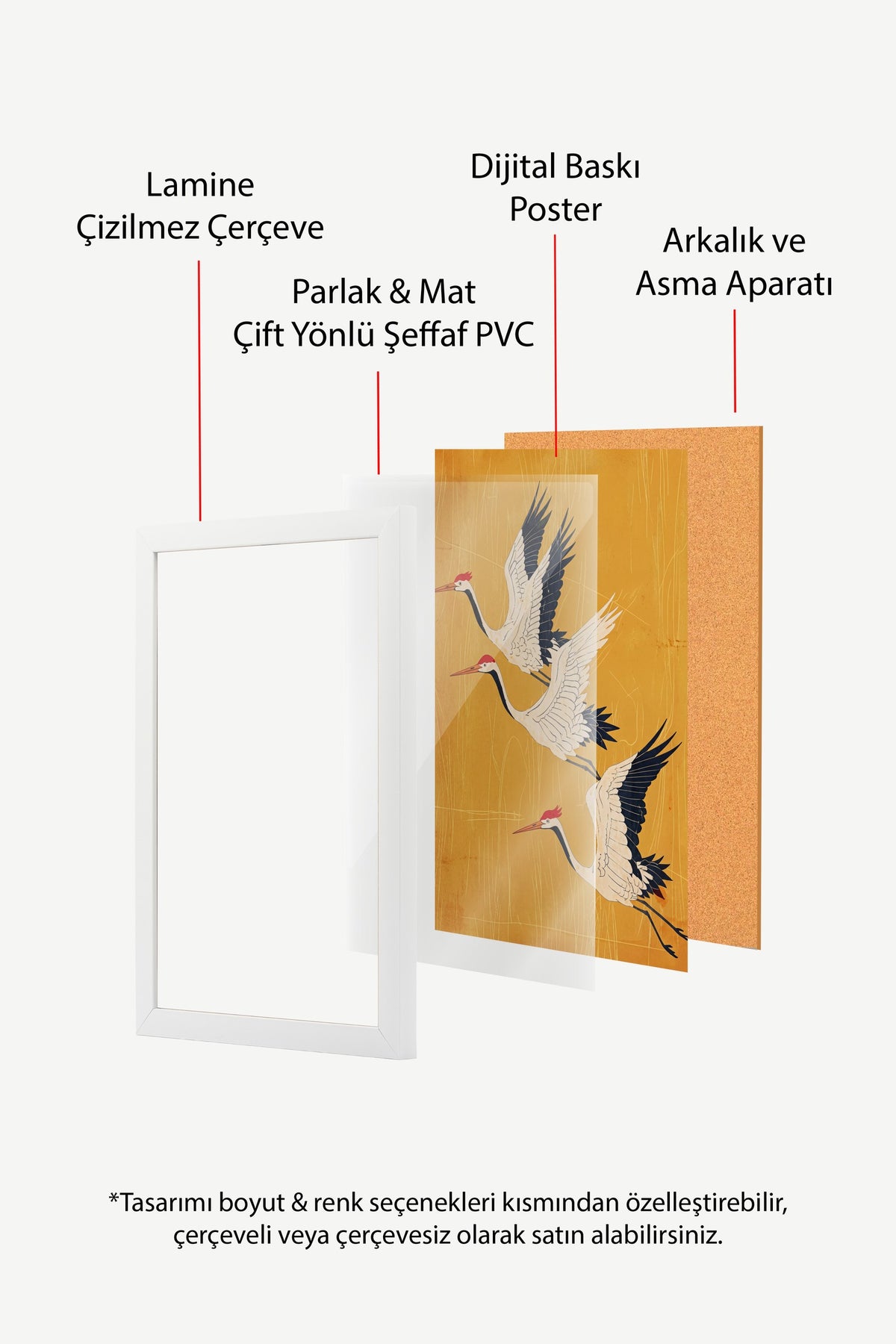 Uçan Turna Kuşları Poster – Beyaz Çerçeveli Tablo