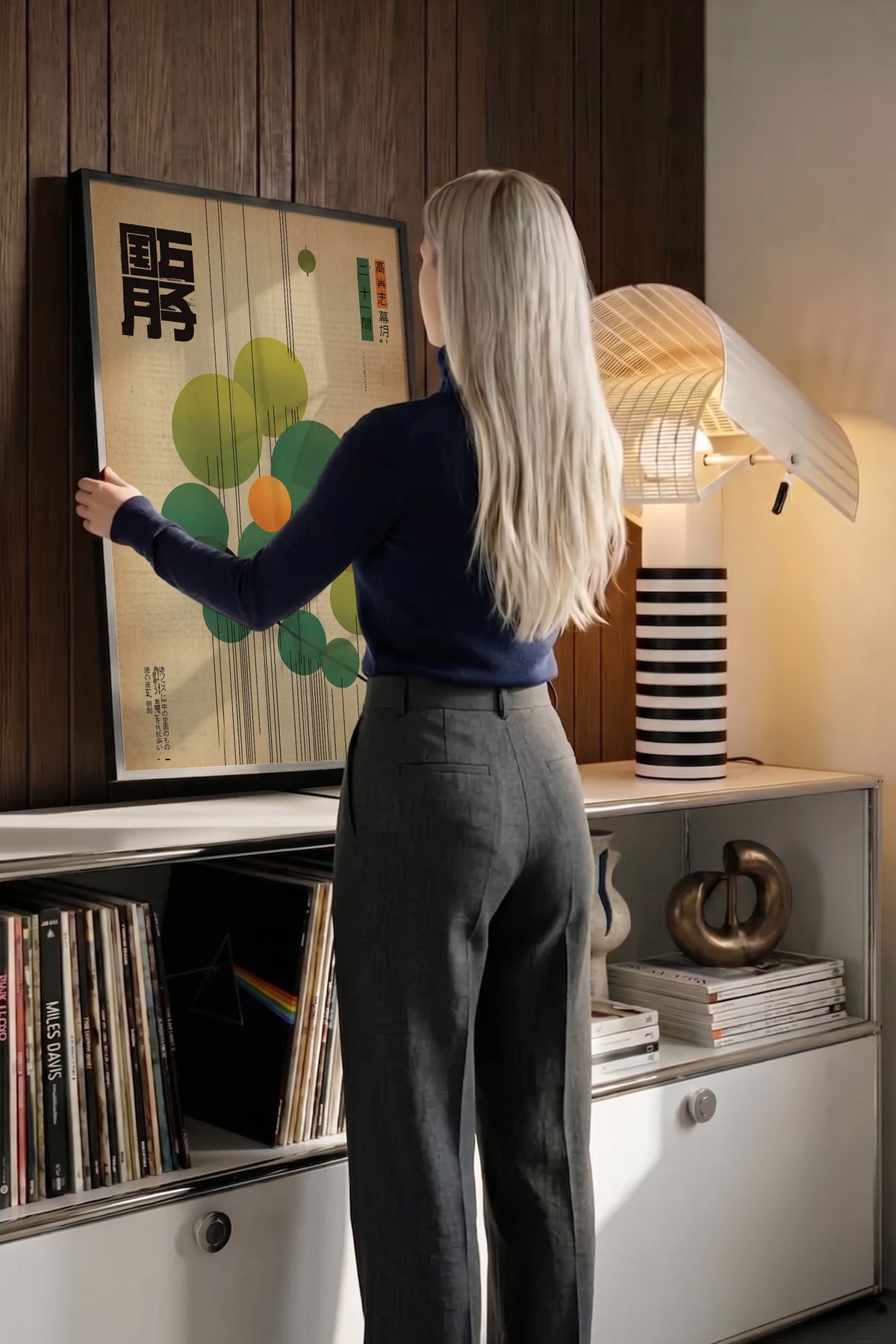 Geometrik Dairelerle Doğu Kaligrafisi Poster – Siyah Çerçeveli Tablo