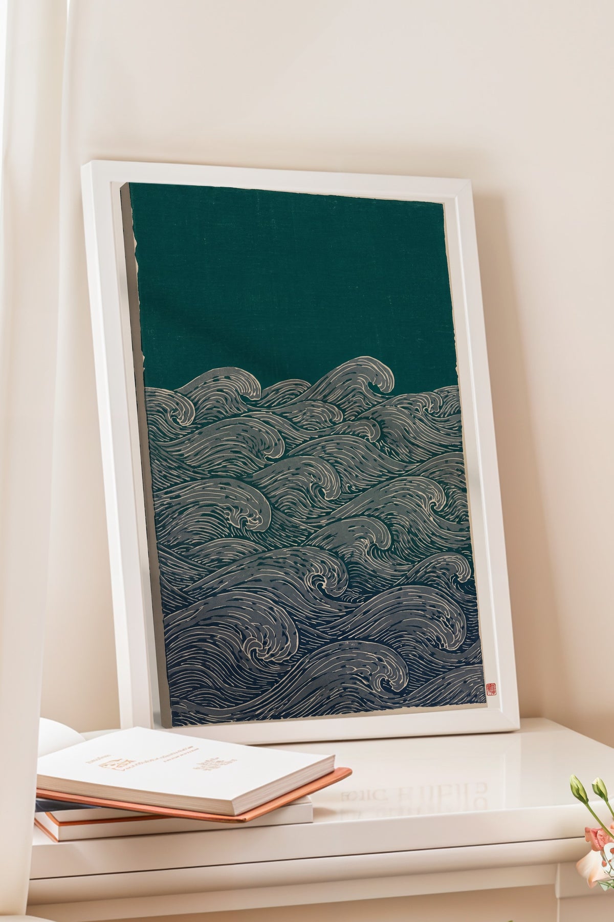 Fırtınalı Deniz Dalgaları Poster – Beyaz Çerçeveli Tablo