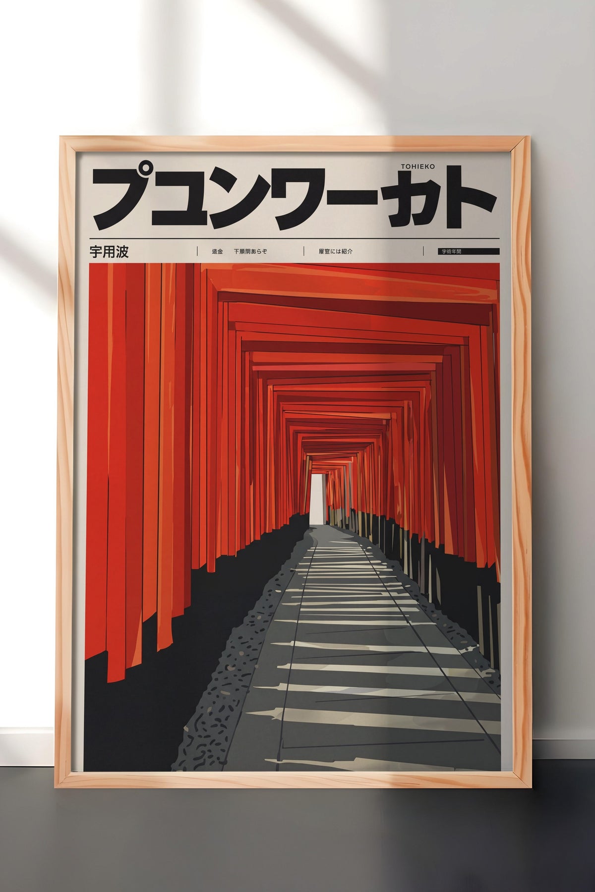Kızıl Torii Kapıları Koridoru Poster – Ahşap Çerçeveli Tablo