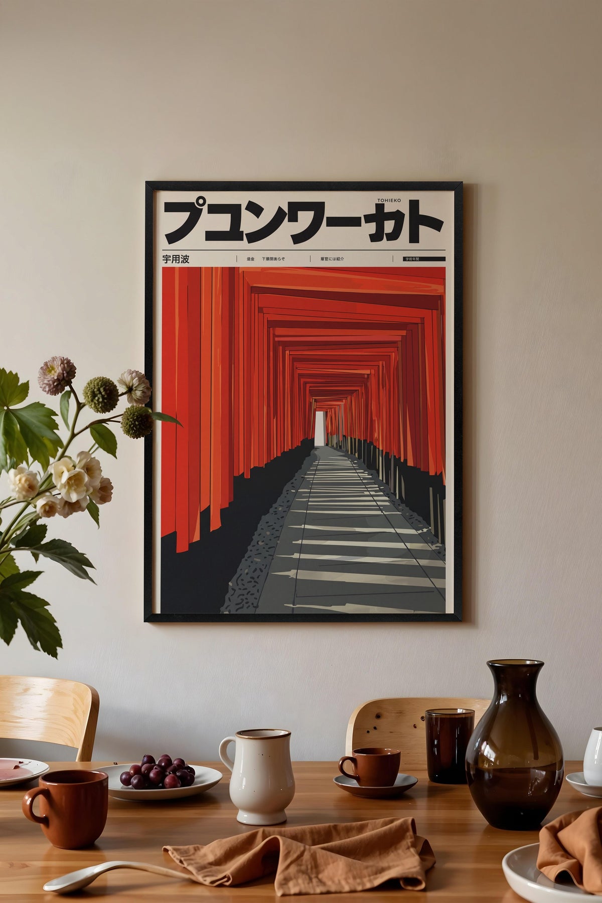 Kızıl Torii Kapıları Koridoru Poster – Siyah Çerçeveli Tablo