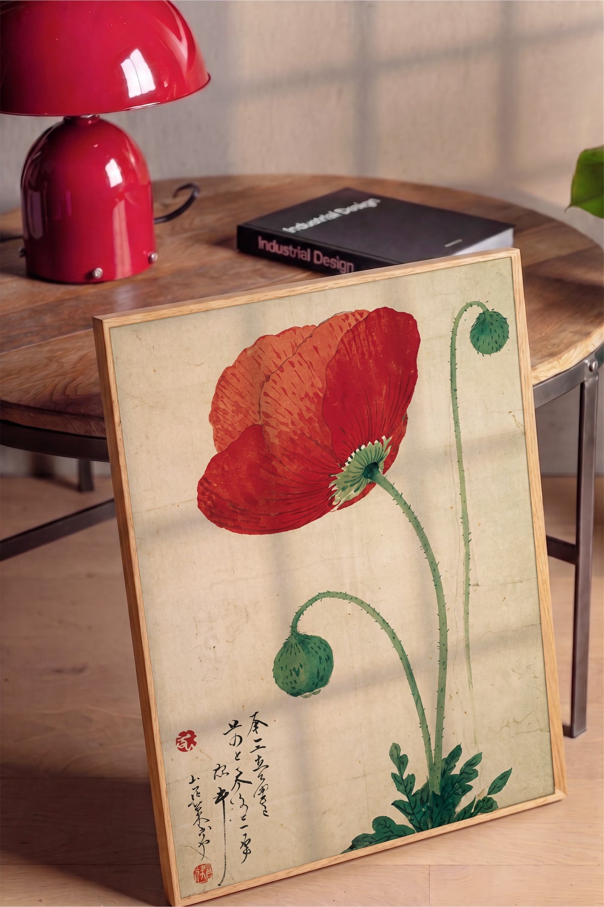 Kırmızı Gelincik Çiçeği Poster – Ahşap Çerçeveli Tablo