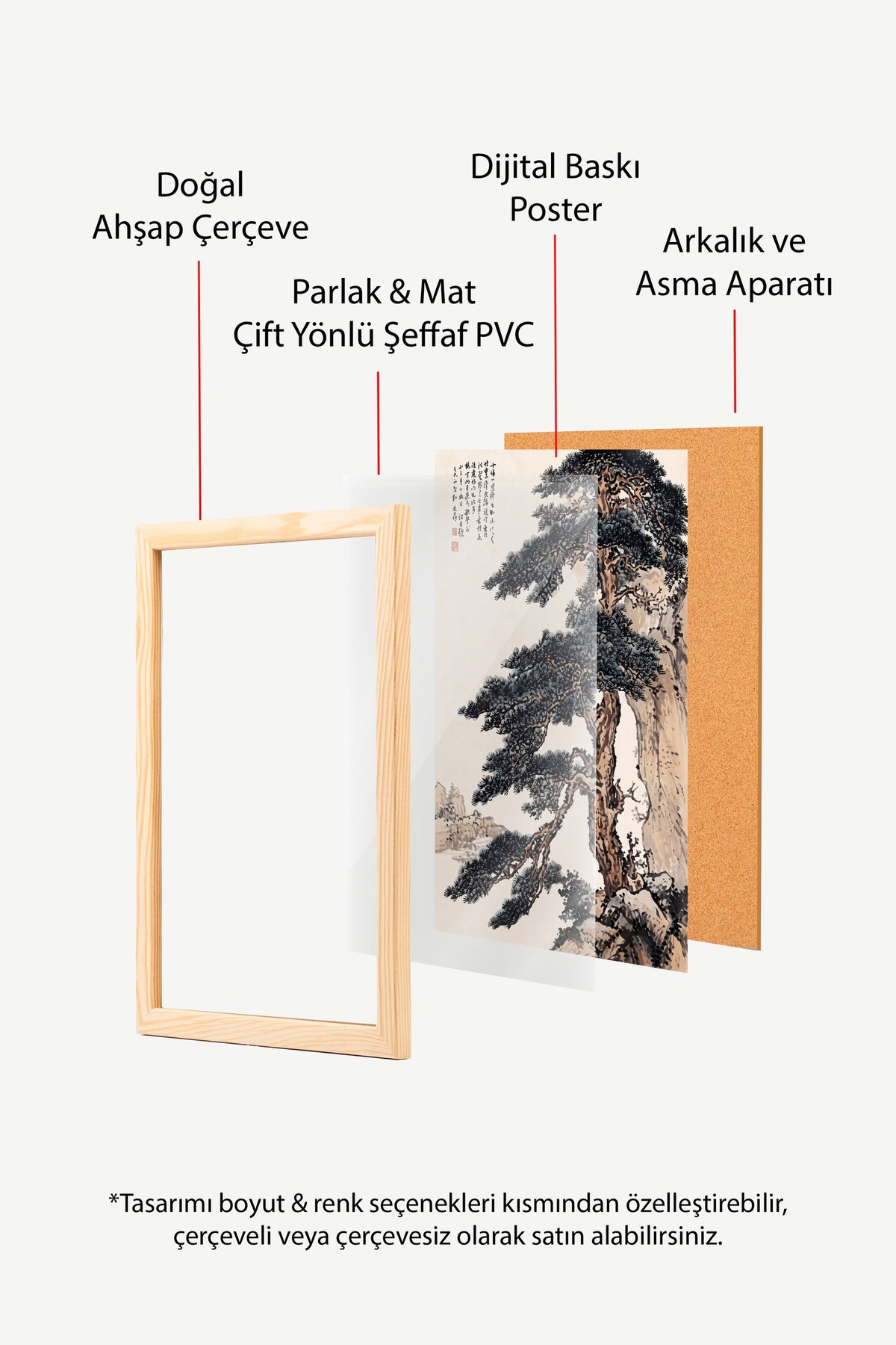 Kayalık Uçurumda Çam Ağacı Poster – Ahşap Çerçeveli Tablo