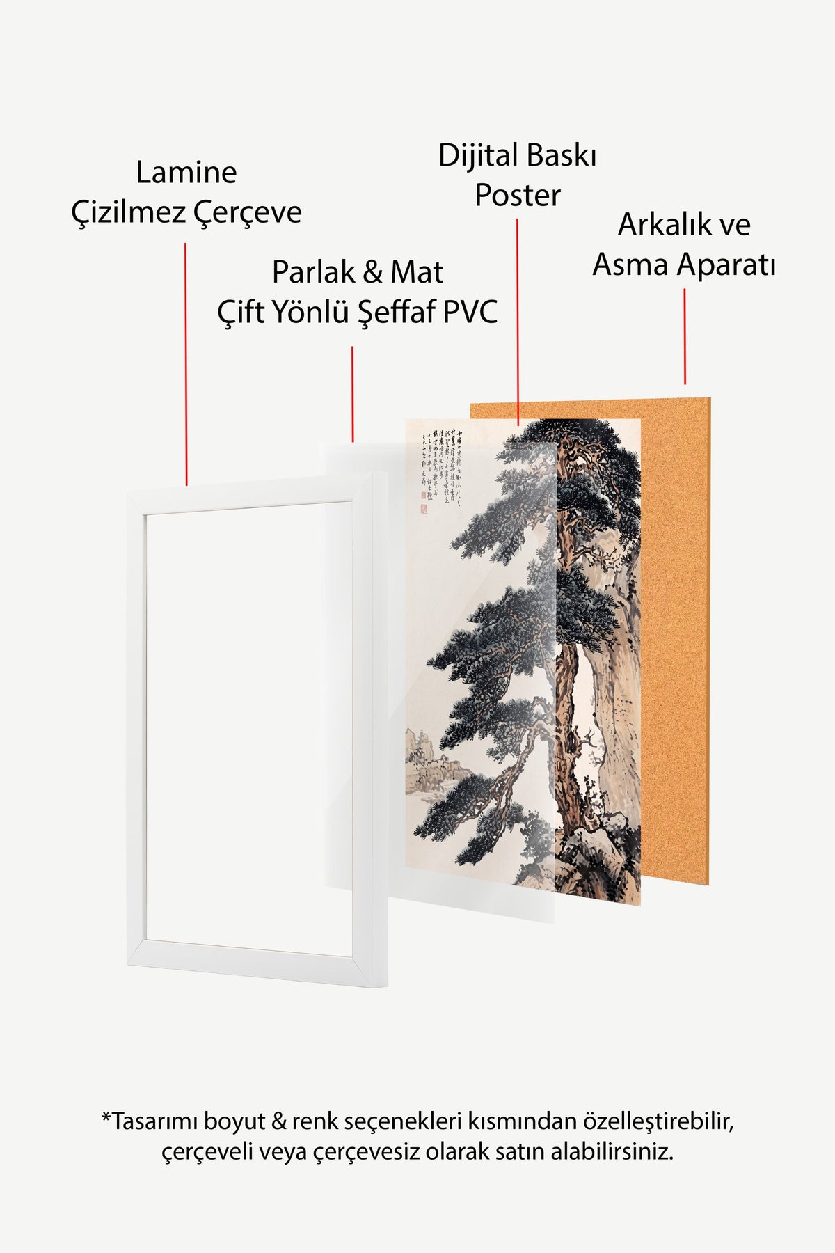 Kayalık Uçurumda Çam Ağacı Poster – Beyaz Çerçeveli Tablo