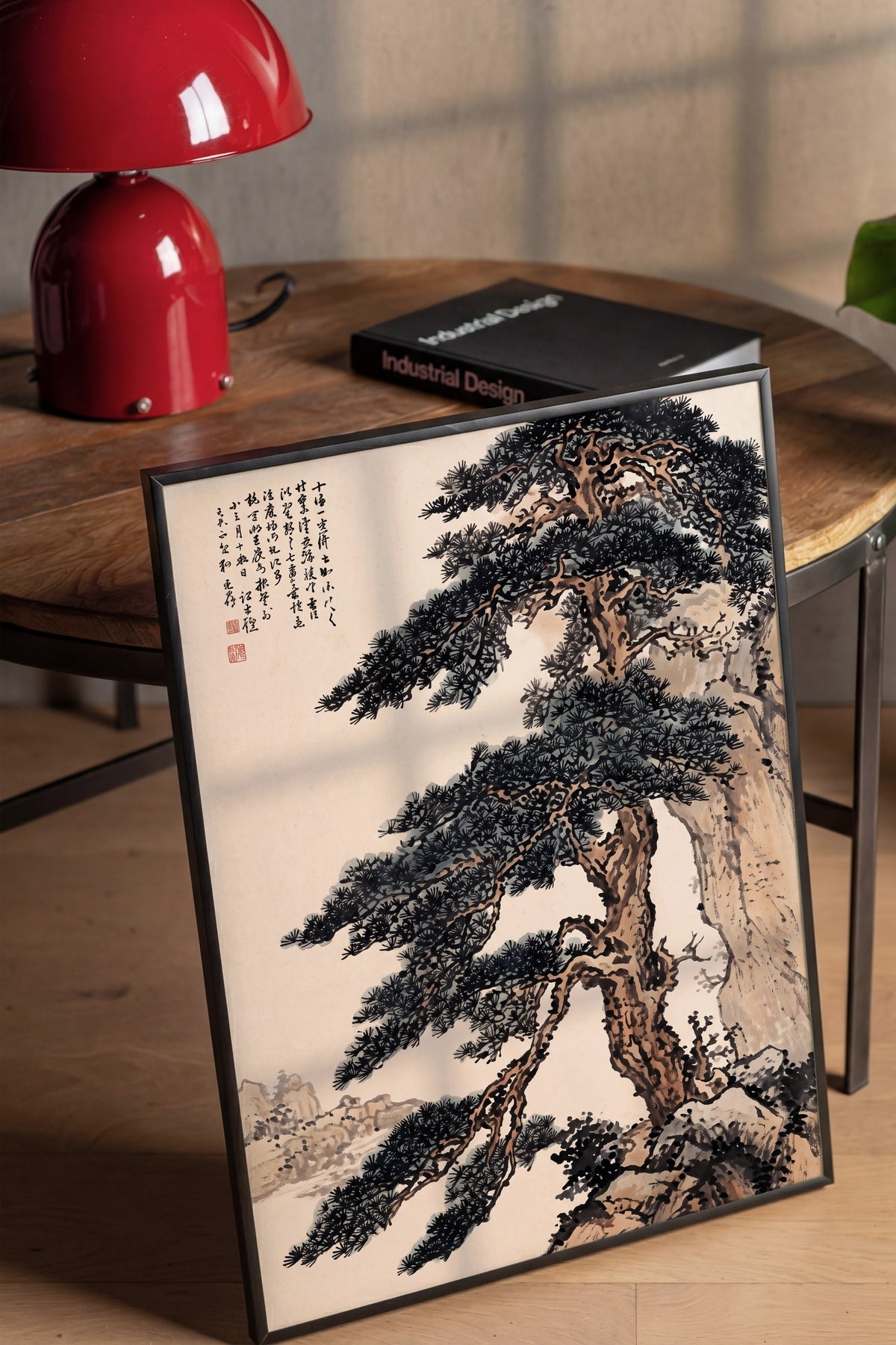 Kayalık Uçurumda Çam Ağacı Poster – Siyah Çerçeveli Tablo