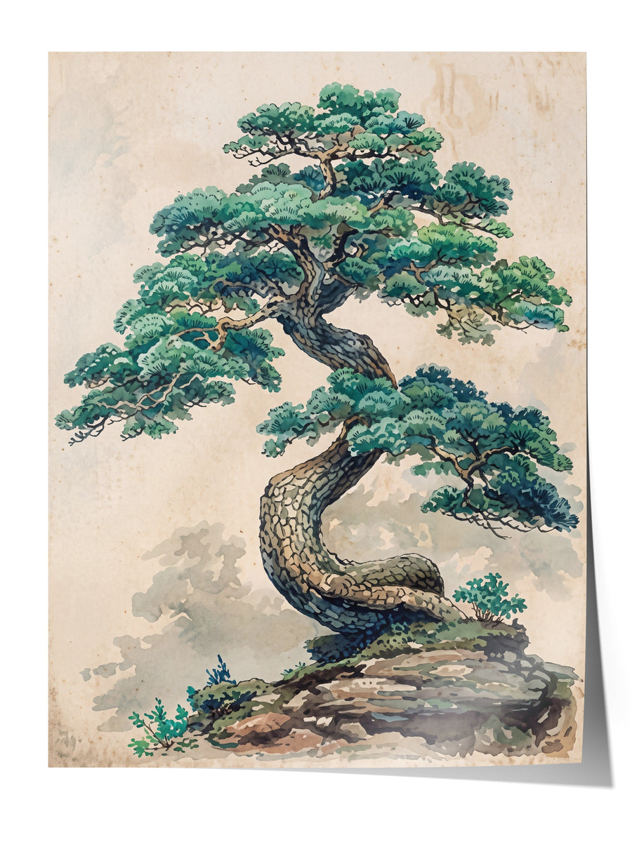 Kıvrımlı Bonsai Ağacı Çerçevesiz Poster