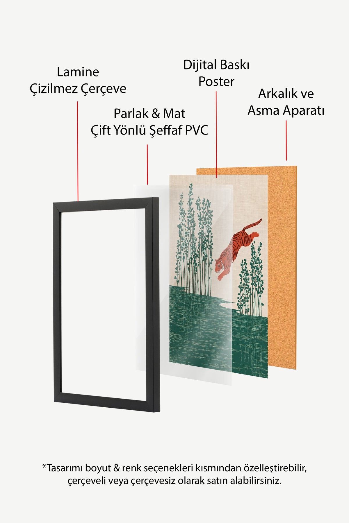 Sıçrayan Kaplan ve Sazlık Poster – Siyah Çerçeveli Tablo