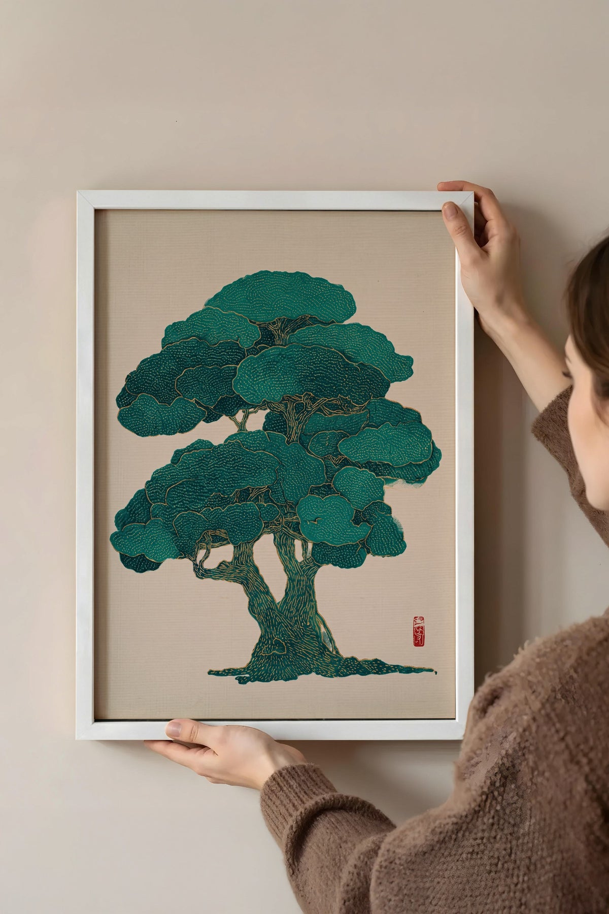 Zümrüt Çam Ağacı Poster – Beyaz Çerçeveli Tablo