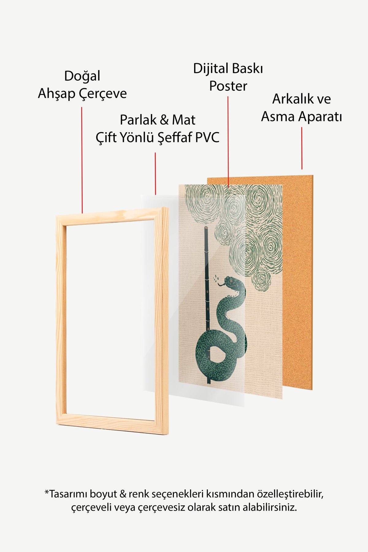 Bambu Flüt ve Yılan Poster – Ahşap Çerçeveli Tablo