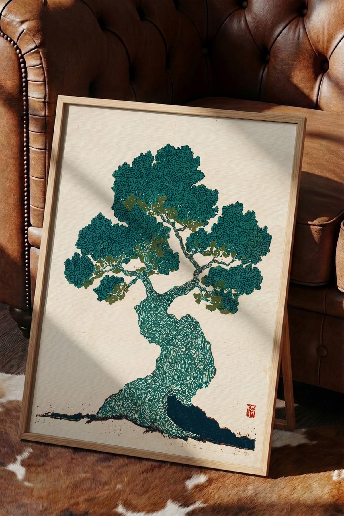 Bonsai Ağacı Baskısı Poster – Ahşap Çerçeveli Tablo