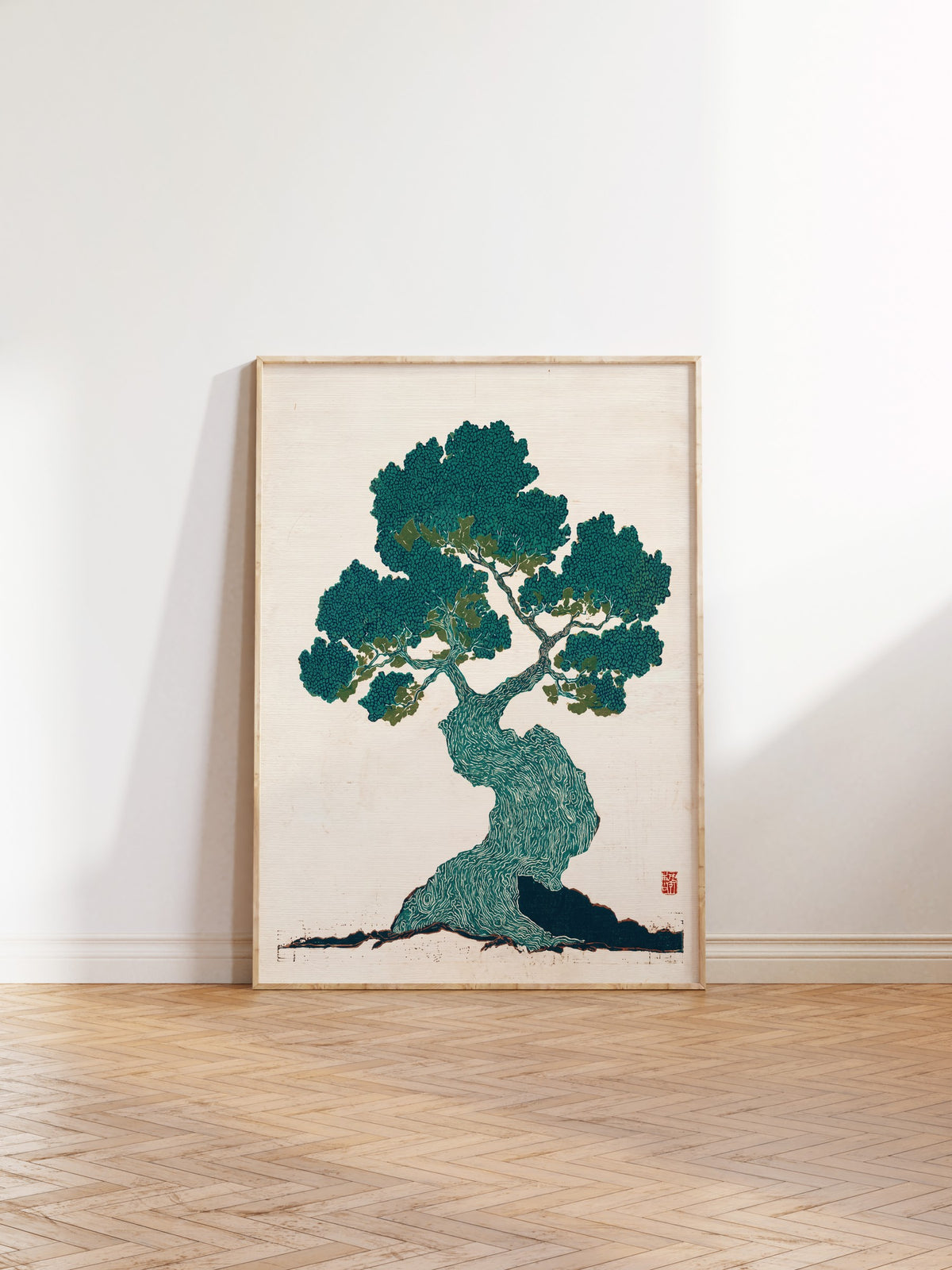 Bonsai Ağacı Baskısı Poster – Ahşap Çerçeveli Tablo