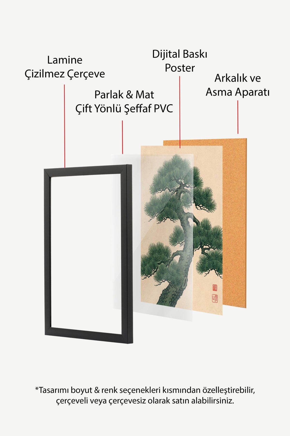 Japon Çam Ağacı Poster – Siyah Çerçeveli Tablo