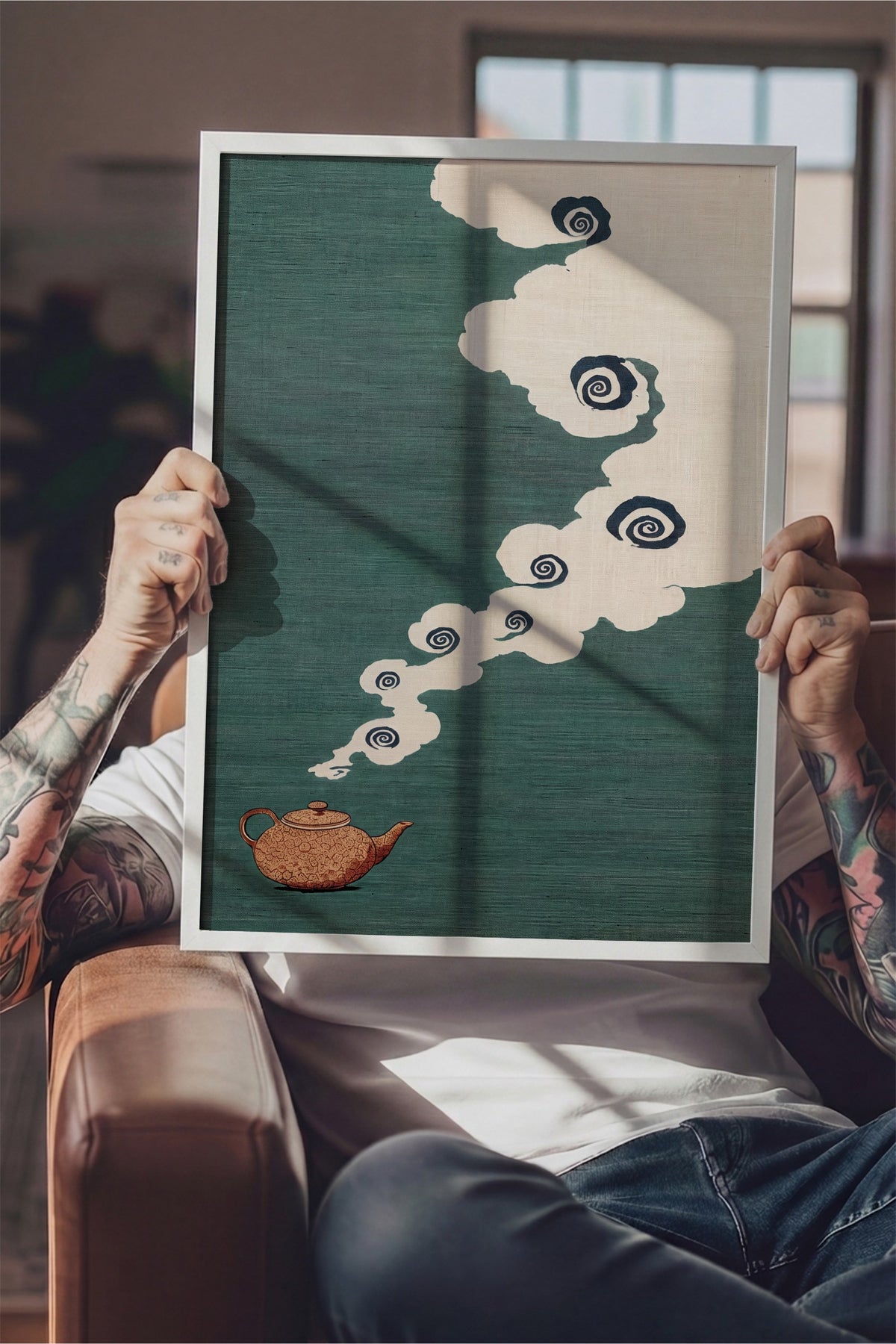 Çaydanlıktan Yükselen Buhar Bulutları Poster – Beyaz Çerçeveli Tablo