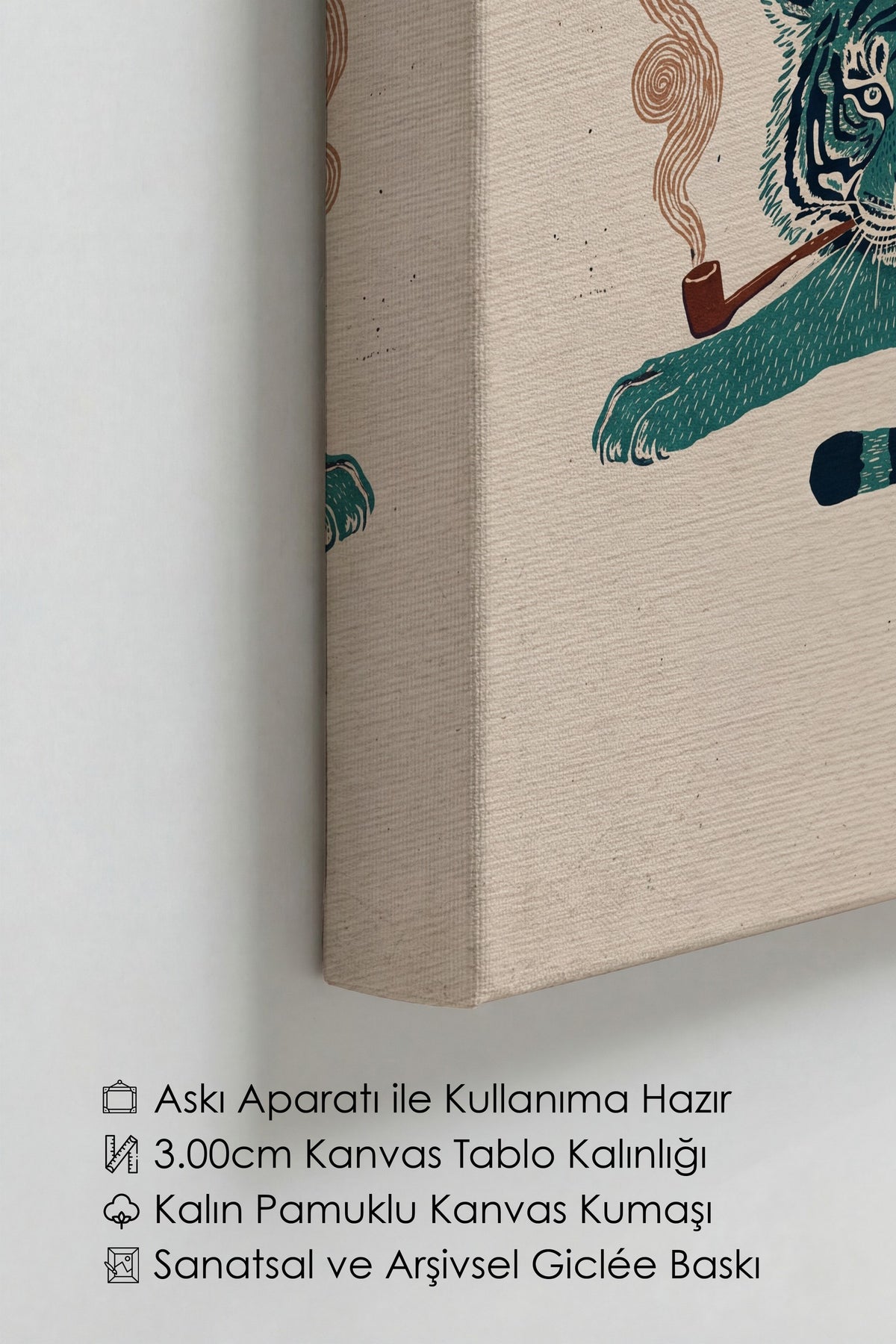 Tütün İçen Kaplan Kanvas Tablo