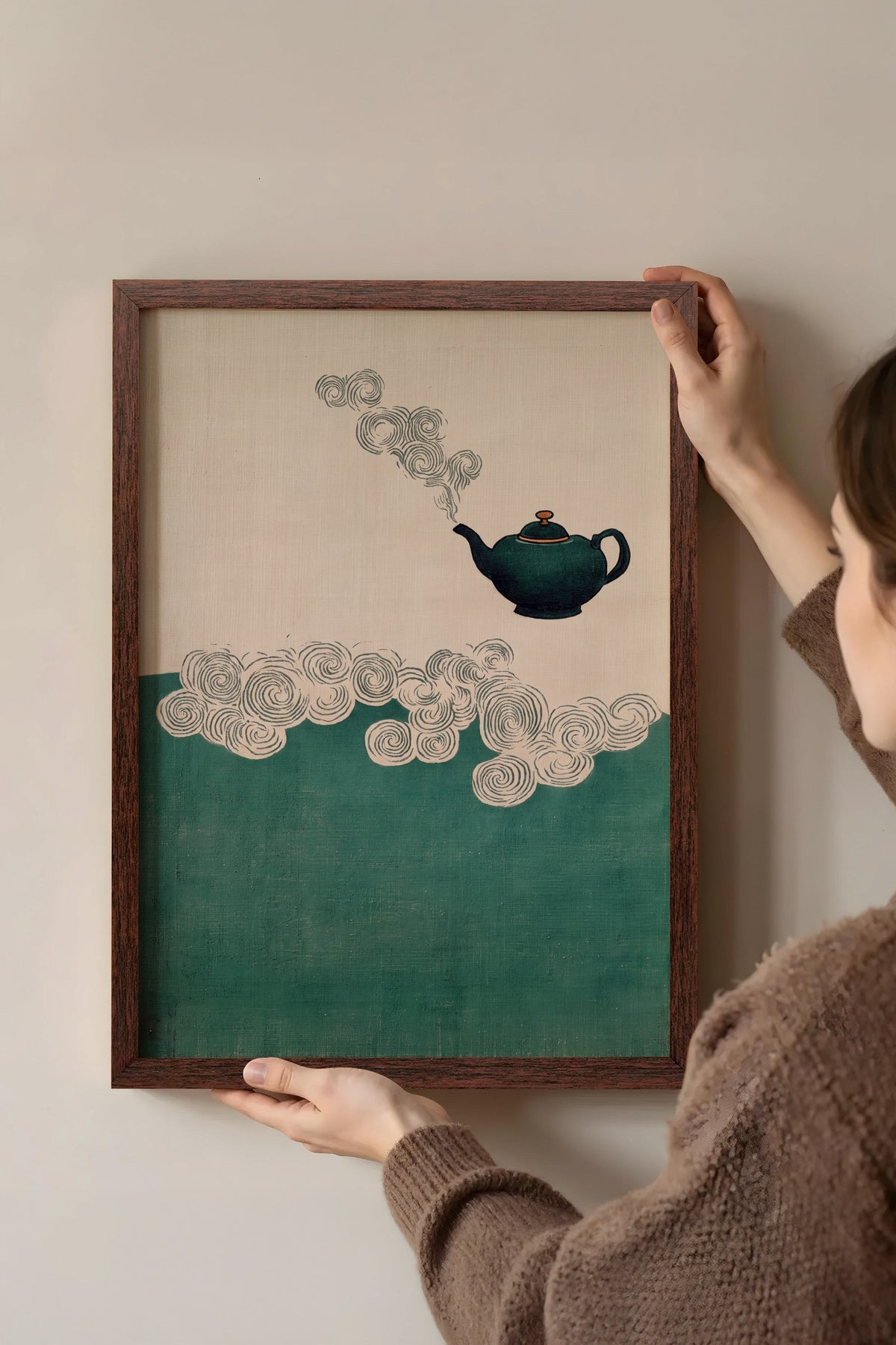 Buhar Tüten Çaydanlık Poster – Kahverengi Çerçeveli Tablo