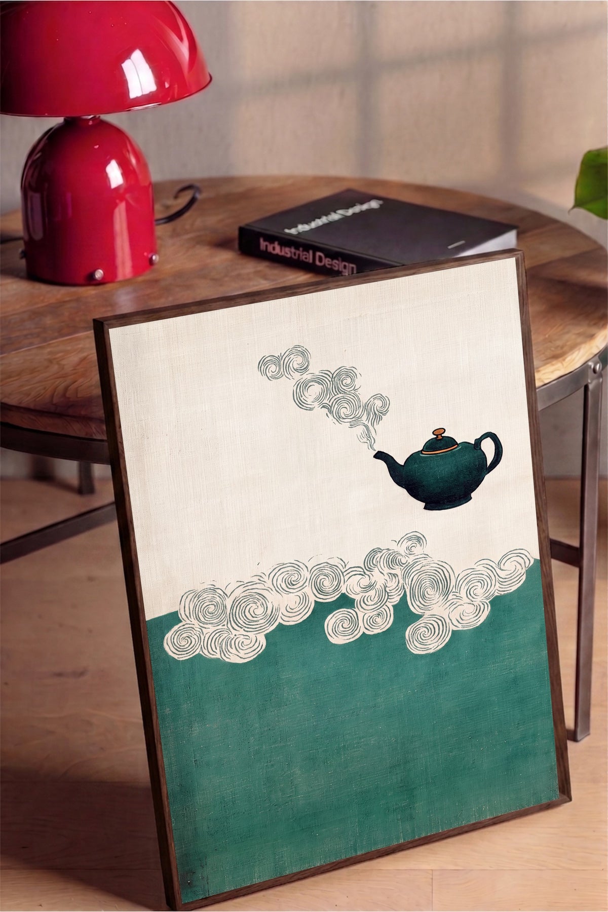 Buhar Tüten Çaydanlık Poster – Kahverengi Çerçeveli Tablo
