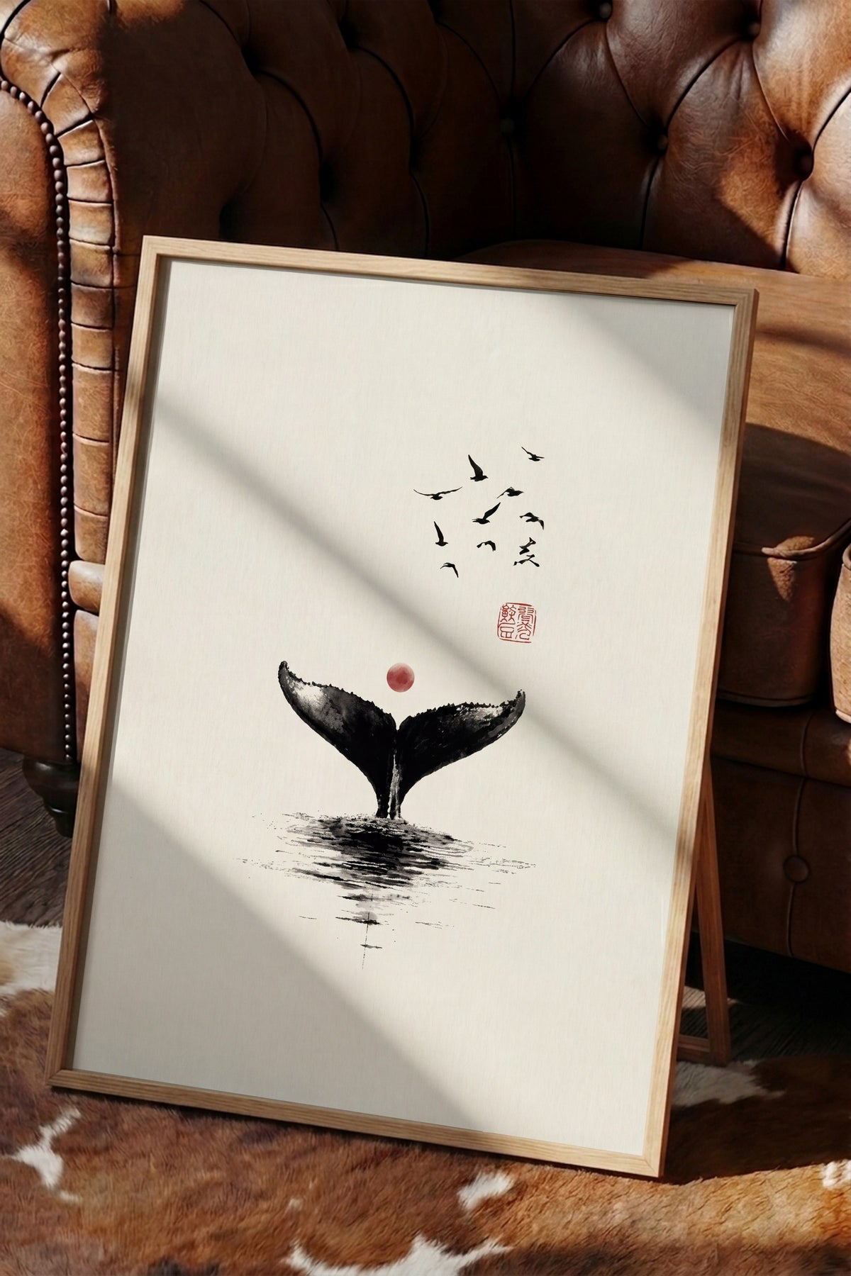 Kuyruğunu Sallayan Balina Poster – Ahşap Çerçeveli Tablo