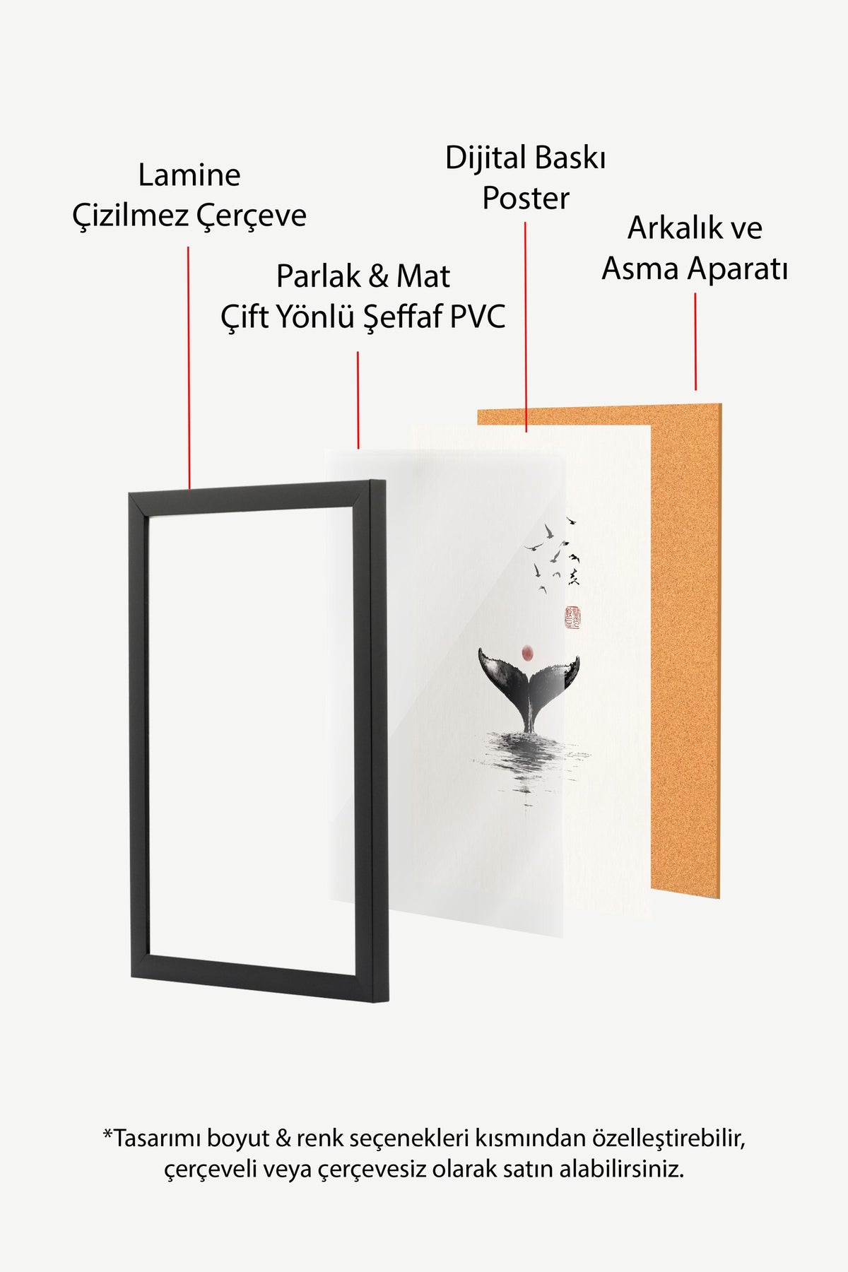 Kuyruğunu Sallayan Balina Poster – Siyah Çerçeveli Tablo