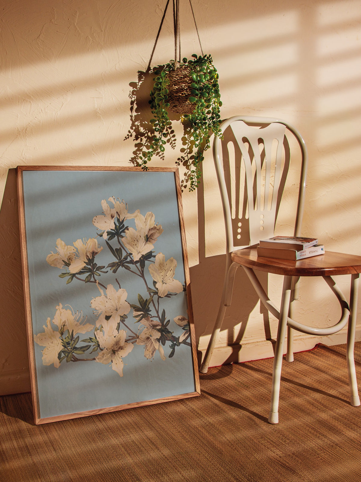 Krem Azalea Dalları Poster – Ahşap Çerçeveli Tablo