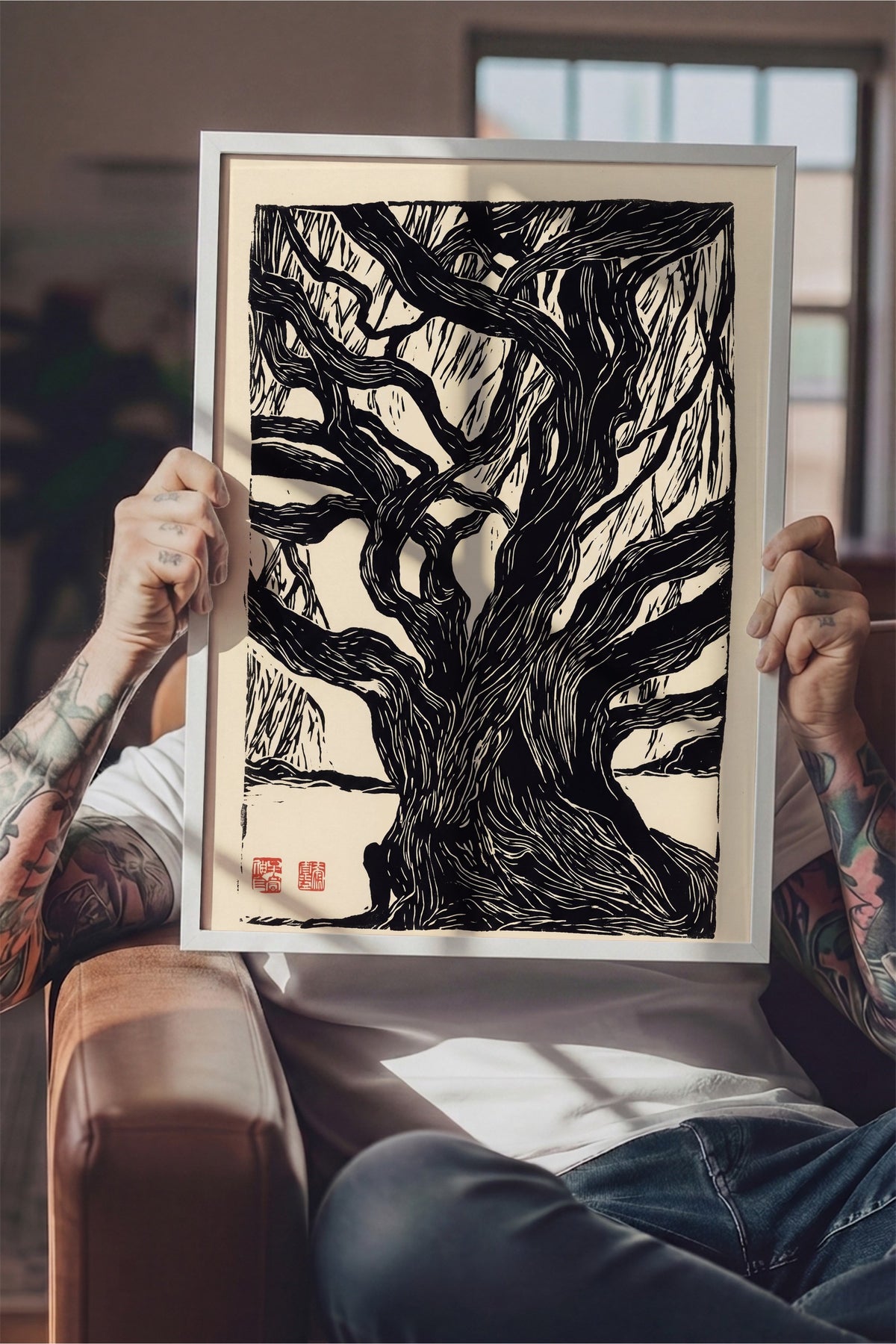 Kadim Meşe Baskısı Poster – Beyaz Çerçeveli Tablo