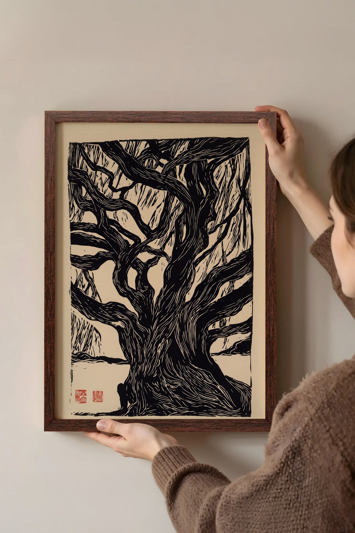 Kadim Meşe Baskısı Poster – Kahverengi Çerçeveli Tablo