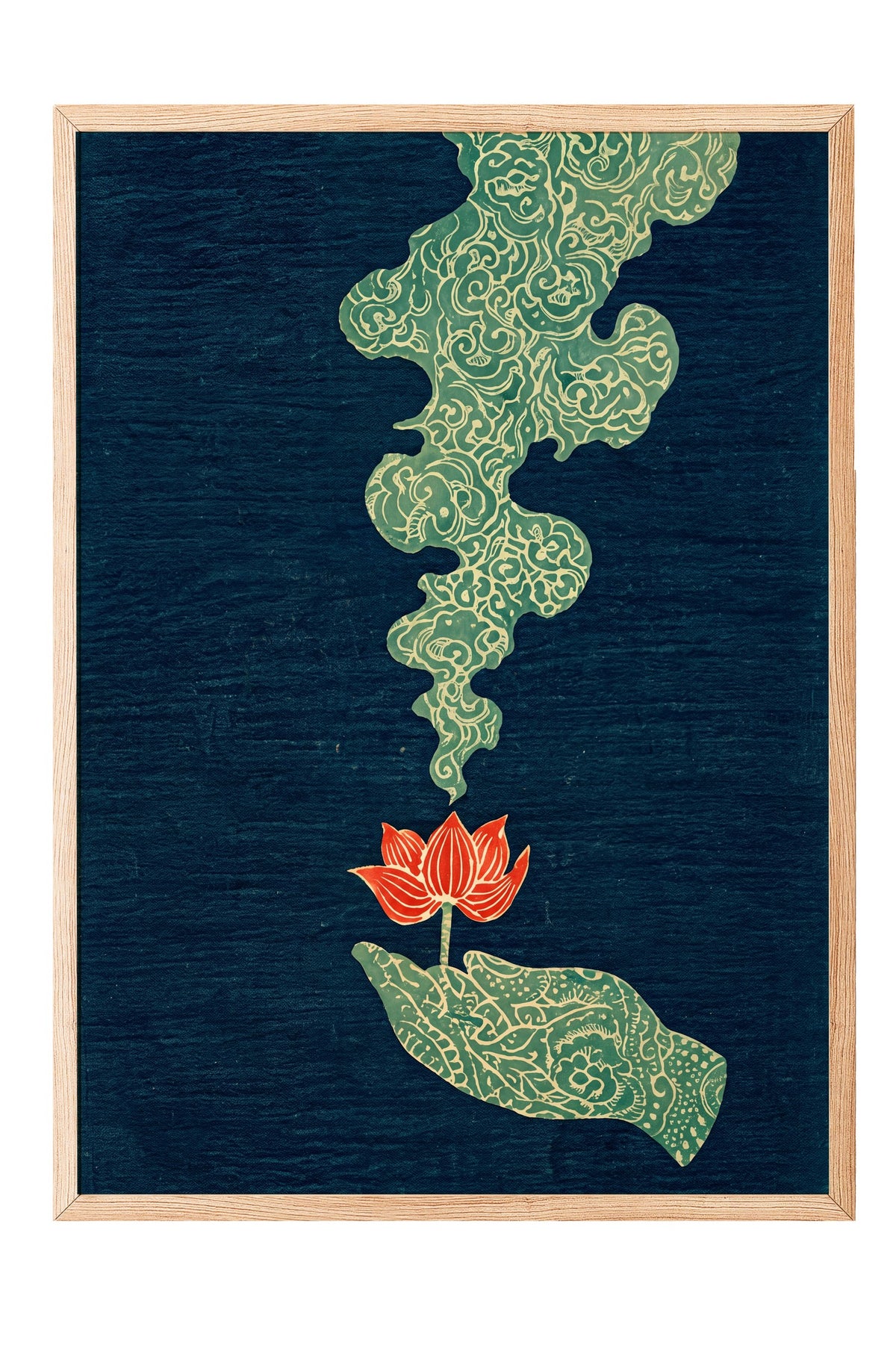 Elden Yükselen Bulut ve Lotus Poster – Ahşap Çerçeveli Tablo