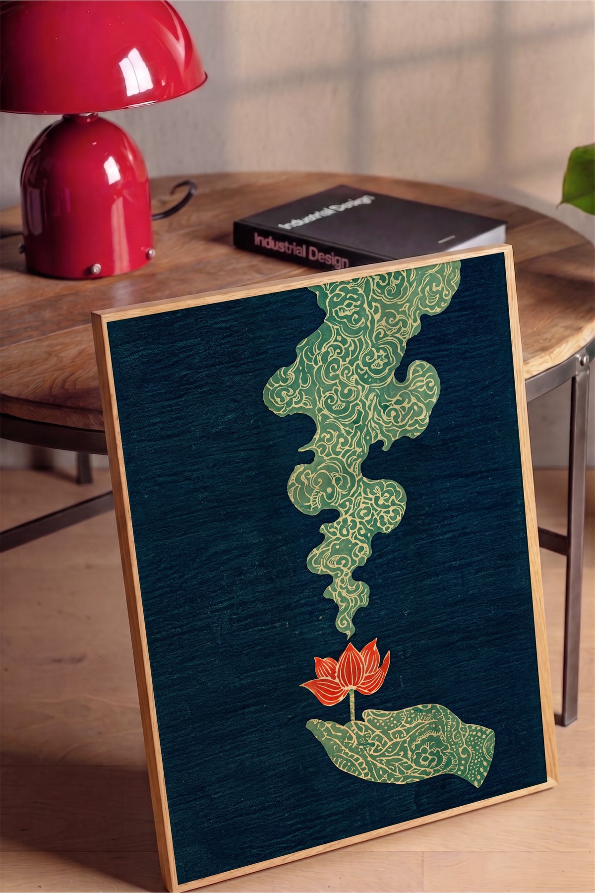 Elden Yükselen Bulut ve Lotus Poster – Ahşap Çerçeveli Tablo