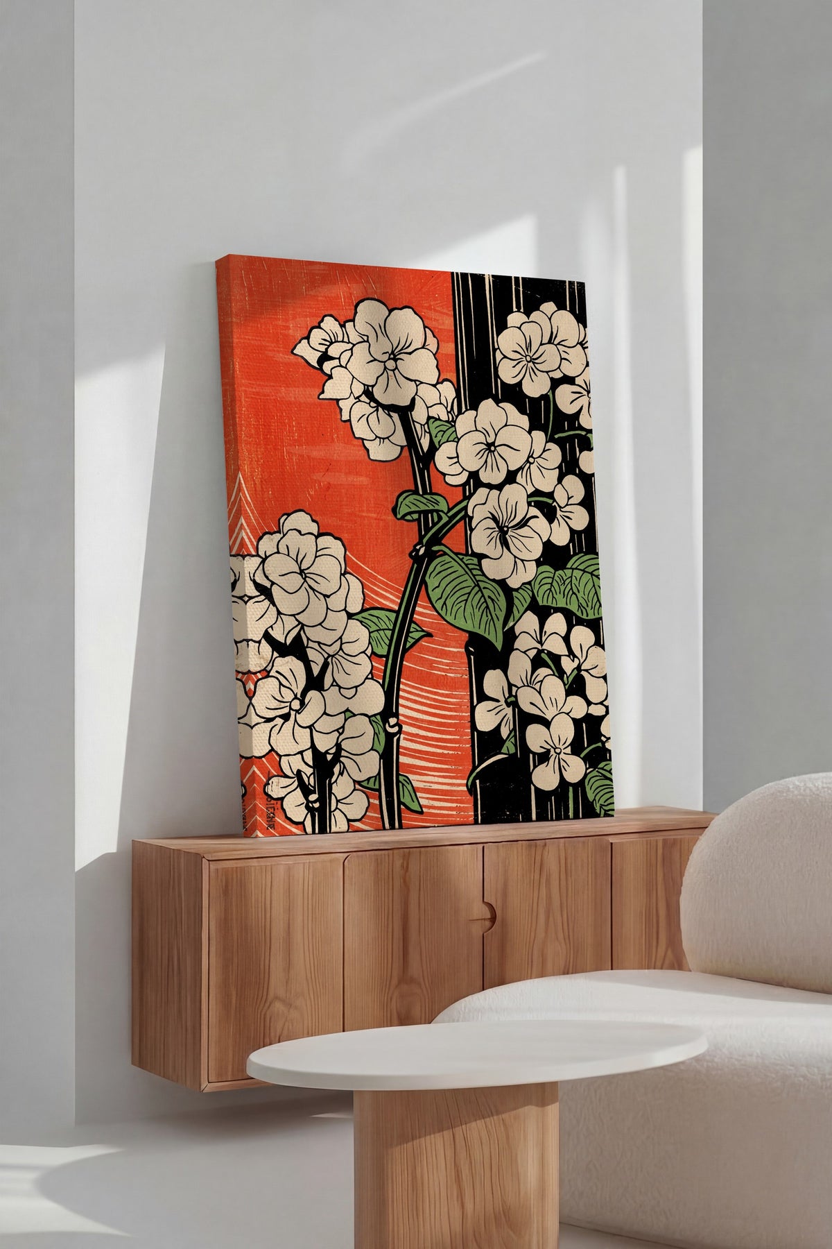 Çiçek Desenli İllüstrasyon Kanvas Tablo