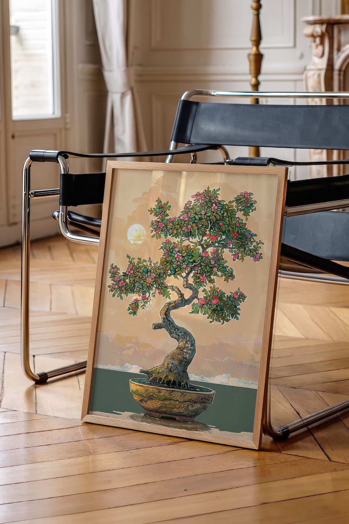 Ay Işığında Bonsai Poster – Ahşap Çerçeveli Tablo