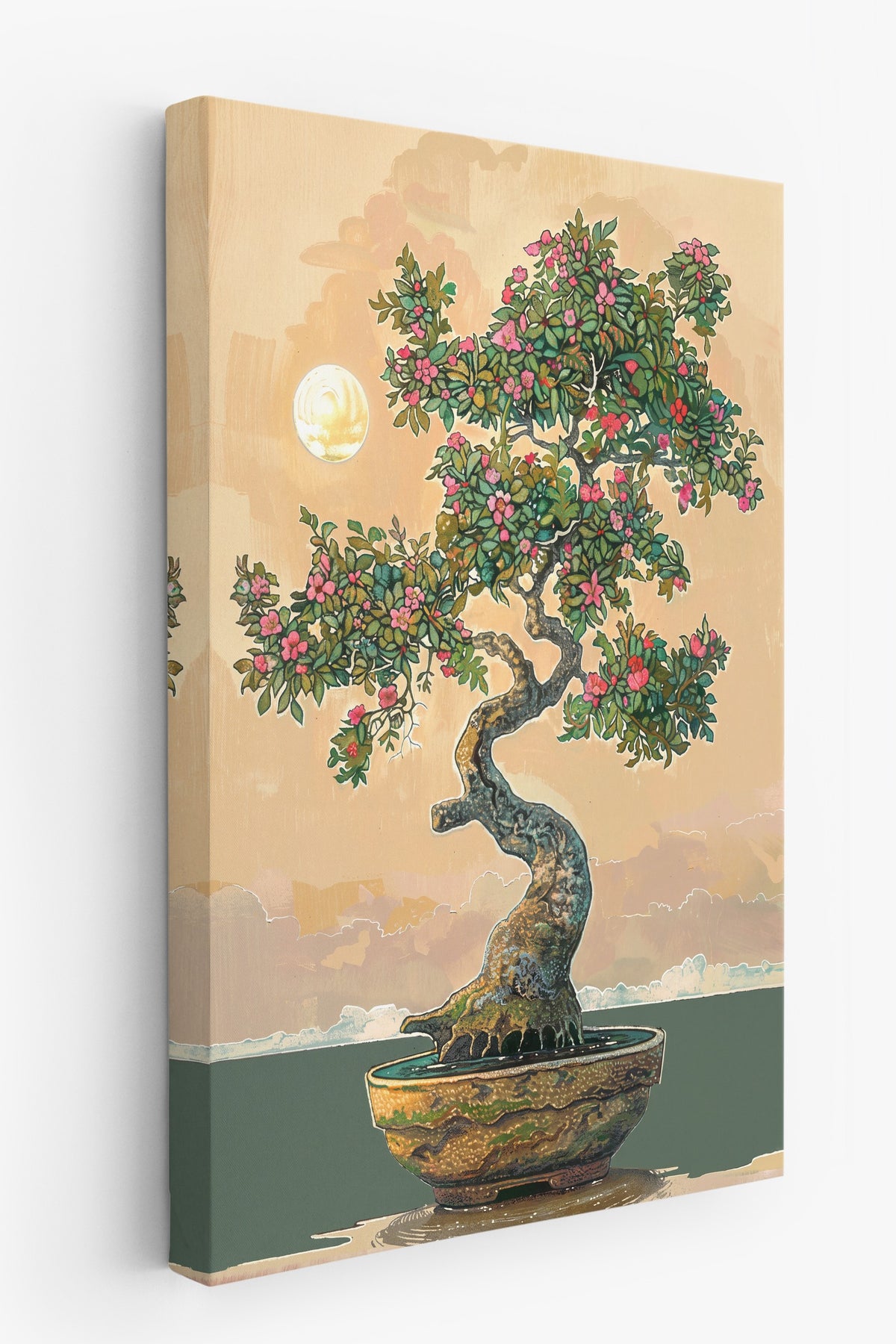 Çiçek Açan Bonsai Ağacı Kanvas Tablo