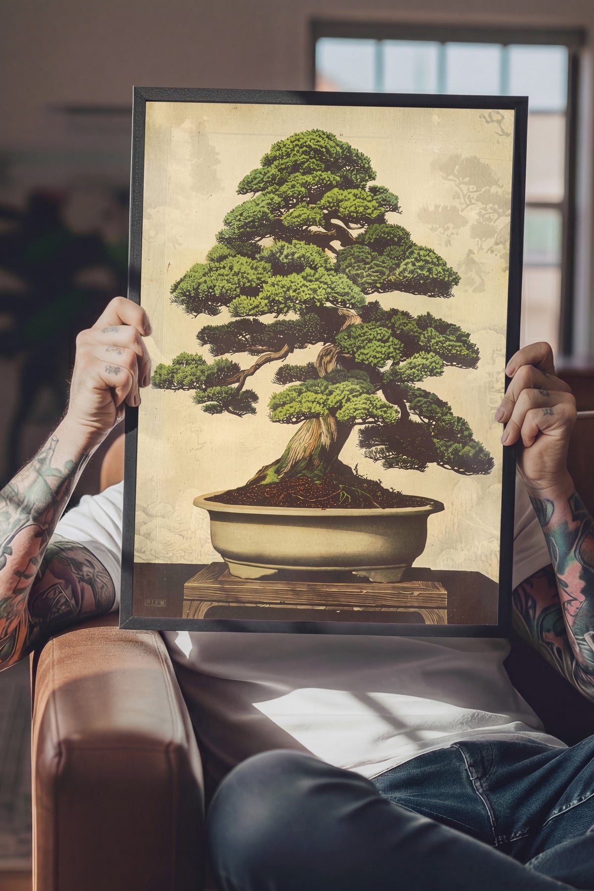 Geleneksel Çam Bonsai Sanatı Poster – Siyah Çerçeveli Tablo