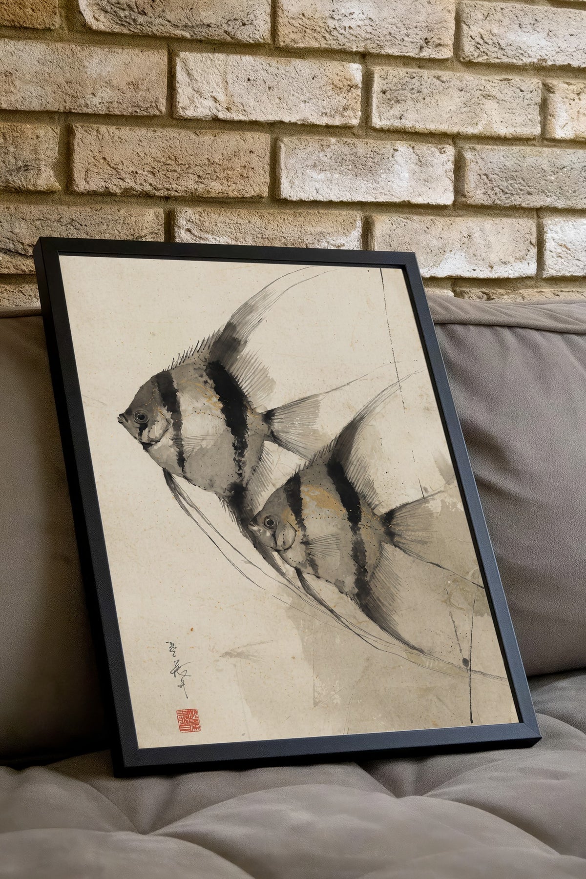Melek Balıkları Suluboya Çalışması Poster – Siyah Çerçeveli Tablo